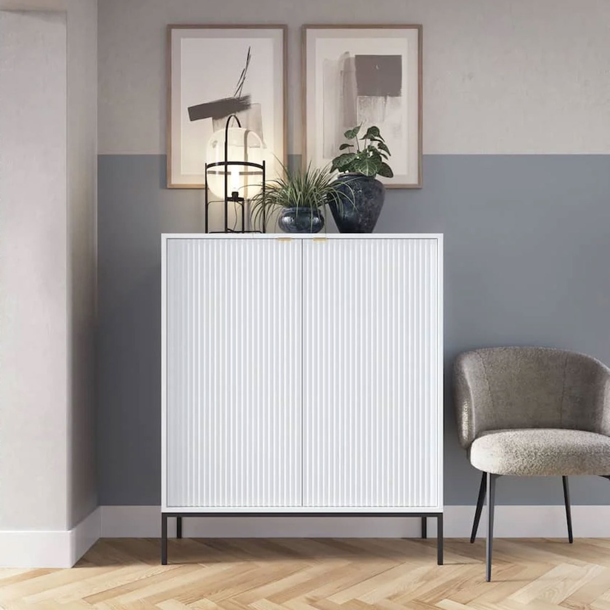 Galadriel Nyx Highboard Cabinet with 2 Doors - White Matt