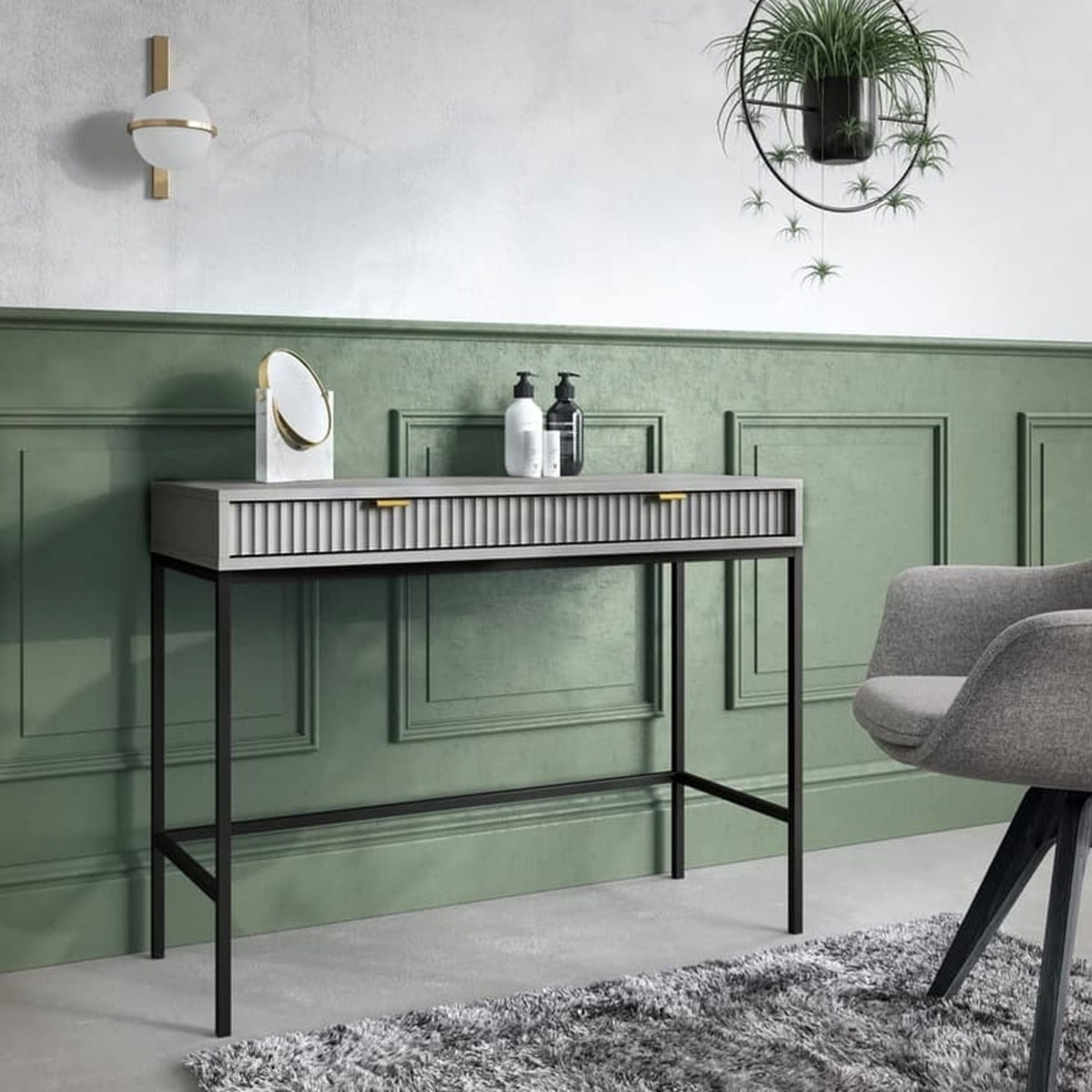 Galadriel Nyx Desk with 2 Drawers - Grey Matt