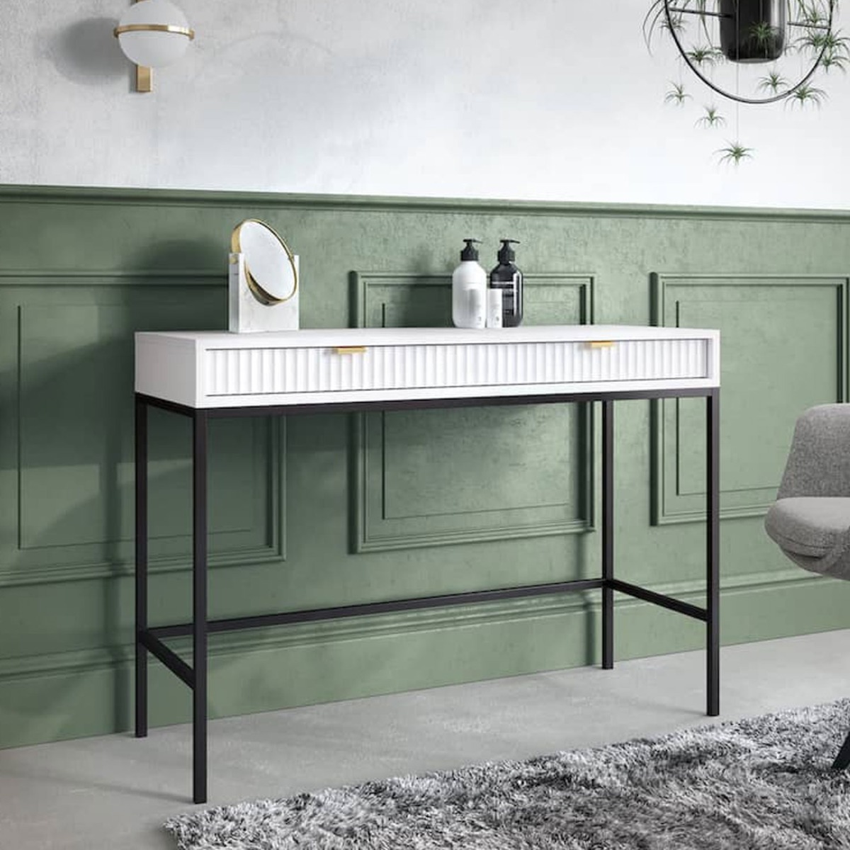Galadriel Nyx Desk with 2 Drawers - White Matt