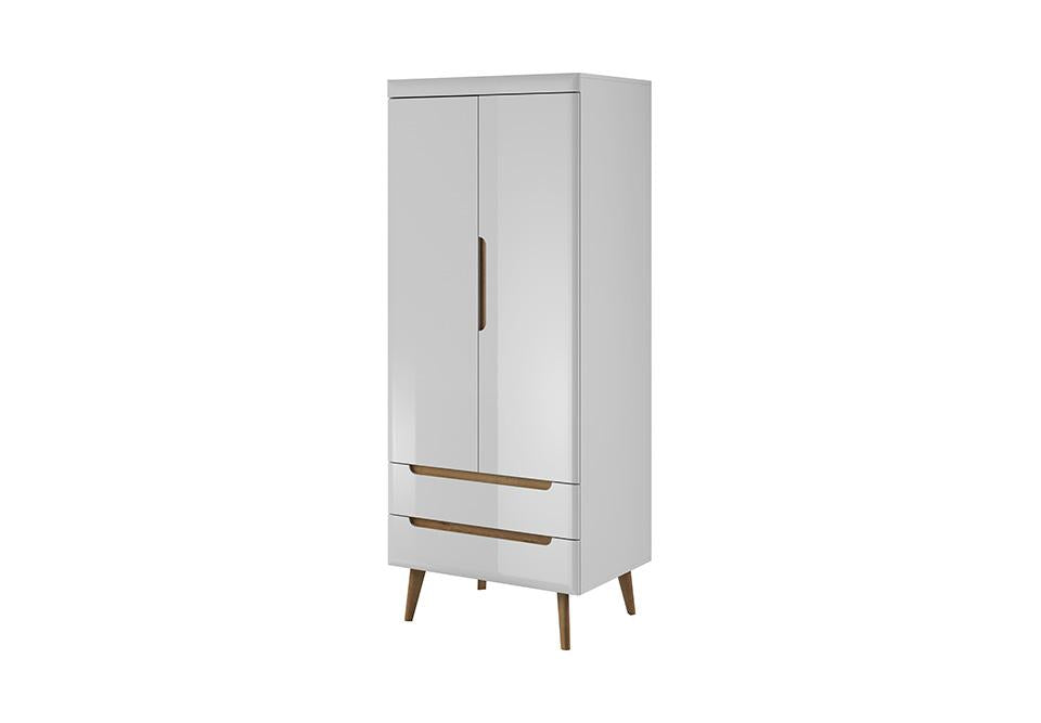 SERIE 2 Door Wardrobe with 2 Drawers White Matt - 80cm