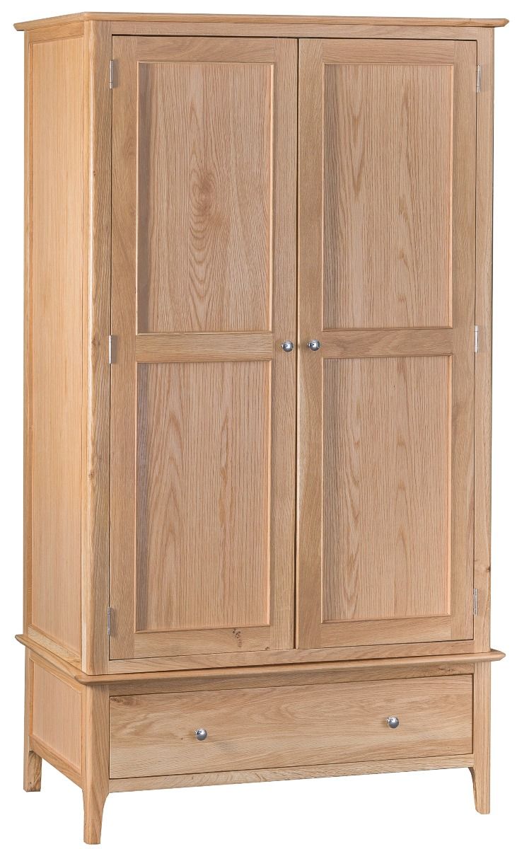 NEESHAM 2 Door Wardrobe with 1 Drawer Light Oak - 110cm
