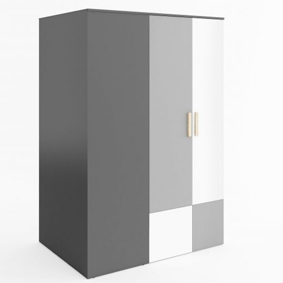 PEORIA 2 Door Mirrored Wardrobe Grey and White Matt Left Side - 130cm