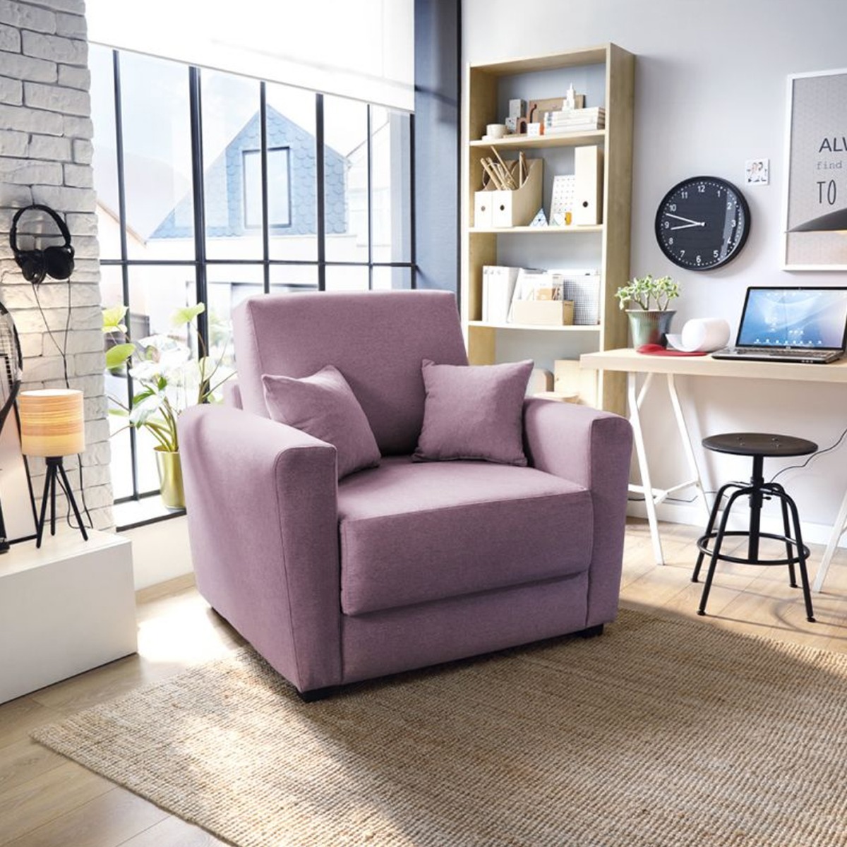 BRISTOL Velvet Single Sofa Bed - Pink