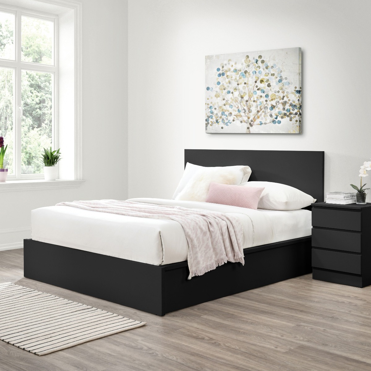 Modern Streamlined Design Oslo Ottoman Black Bed - Kingsize 5ft