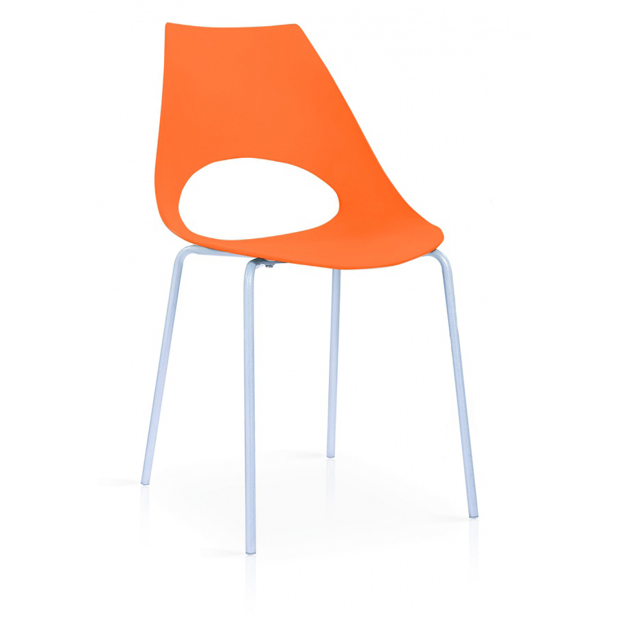 Contemporary Seating Littleton Range Plastic Chairs with Chrome Legs - Packed in 6s for Versatile Arrangements - Orange
