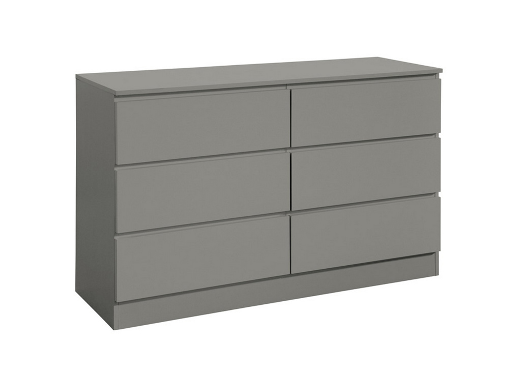 OPAL Grey Chest of Drawers - Large-sized, 6 Drawers, Double