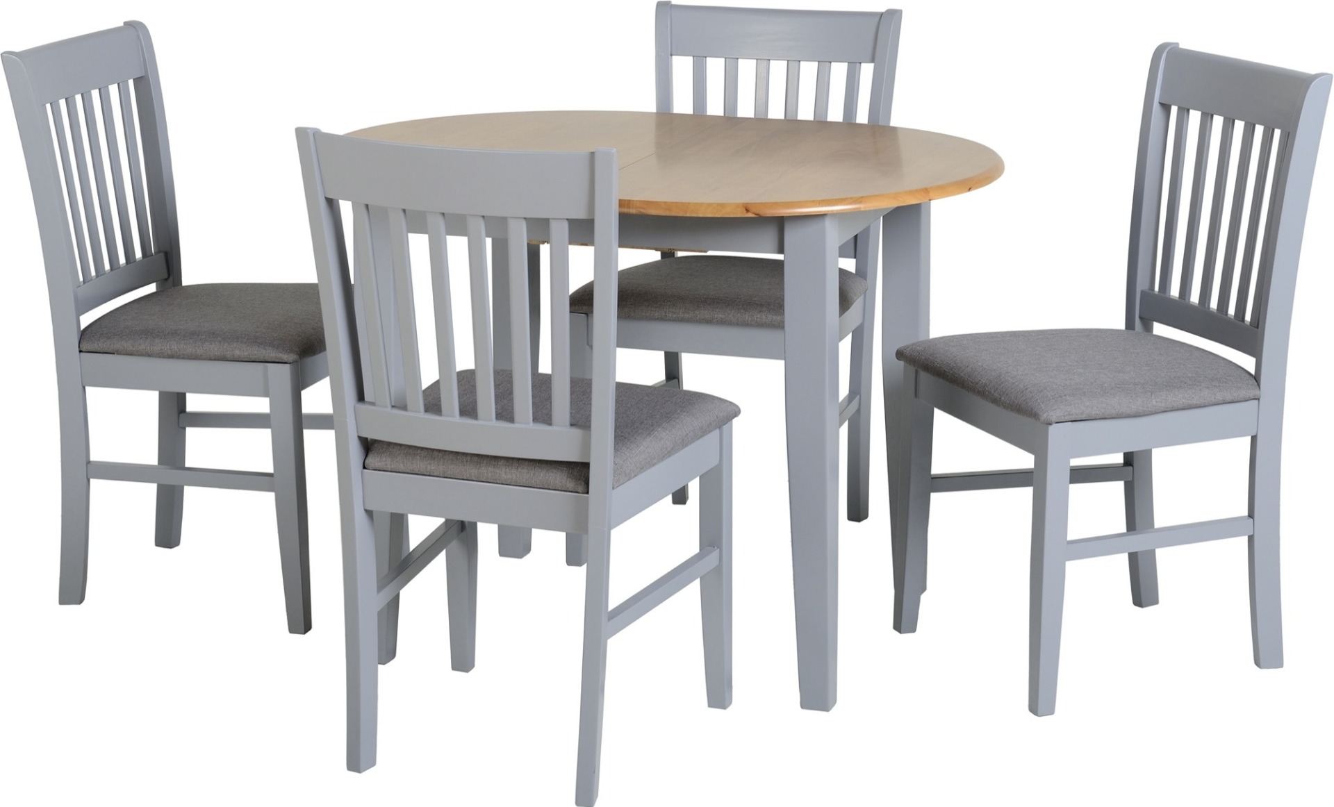 Oxford Extending Dining Set - Grey Natural Oak Grey Fabric