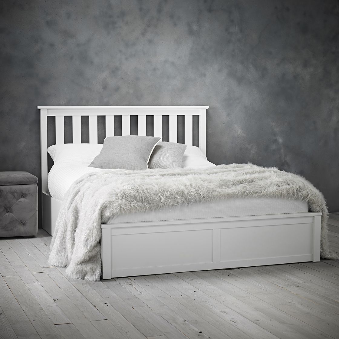 Oxford Wood Ottoman Storage Kingsize 5ft Bed - Grey