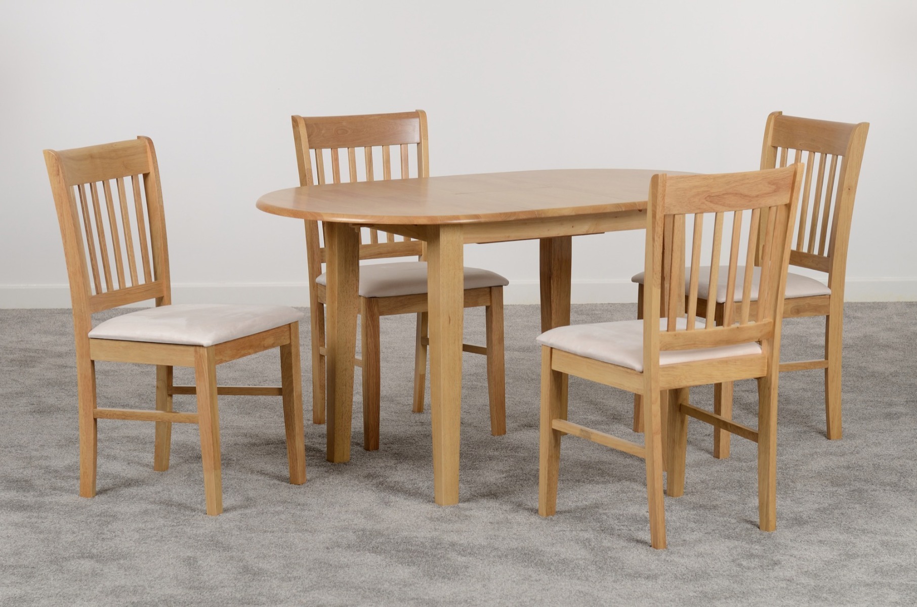 Oxford Extending Dining Set - Natural Oak Mink Microsuede
