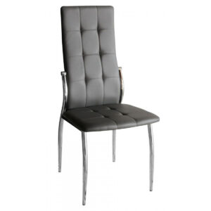 Modern Elegance Fattone Leather Effect Dining Chairs in Chrome Frame in Grey - Set of 4