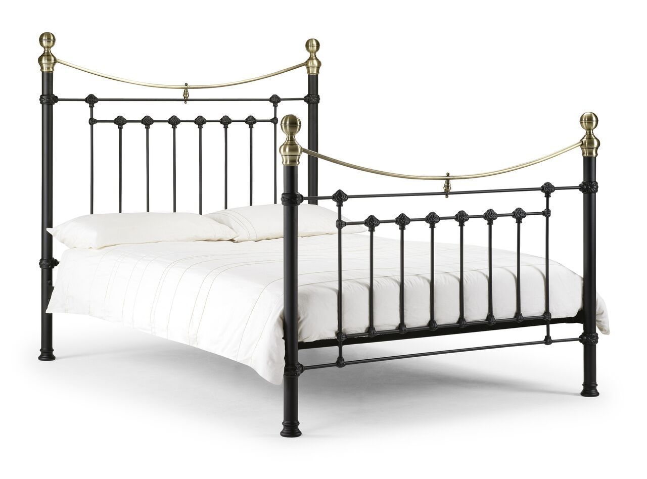 Victoria Stone White or Satin Black Brass Bed Frame-Double 4ft6 - Satin Black