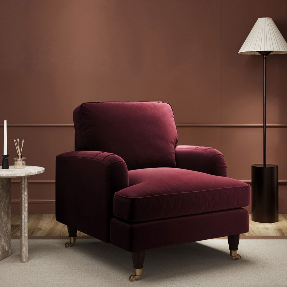 PAYTON Velvet Armchair - Burgundy