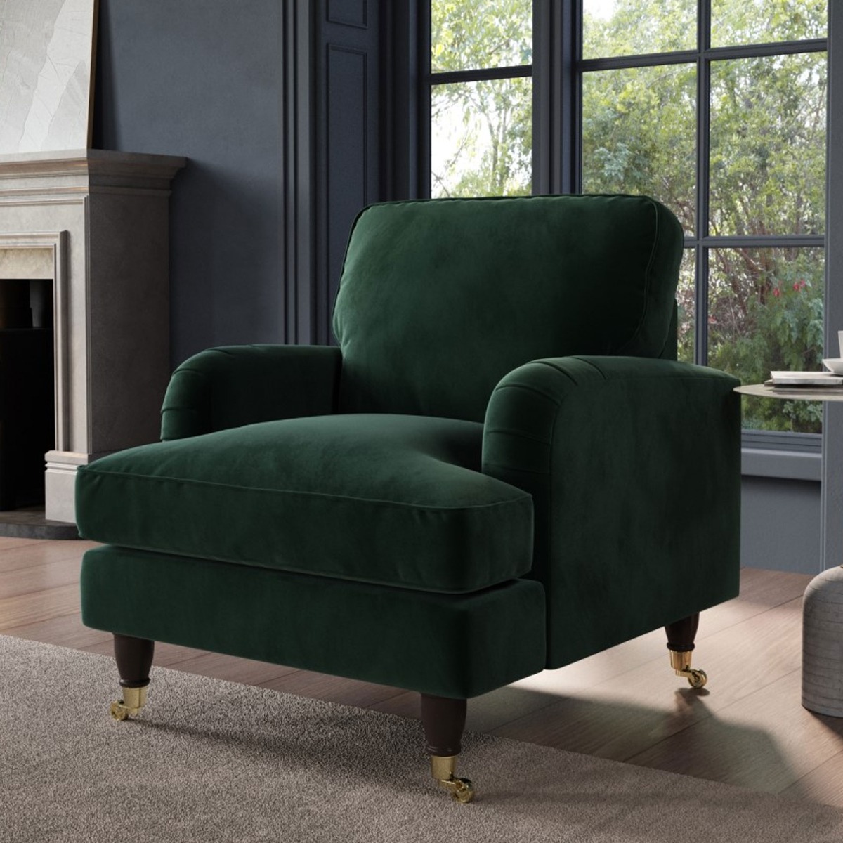 PAYTON Velvet Armchair - Dark Green