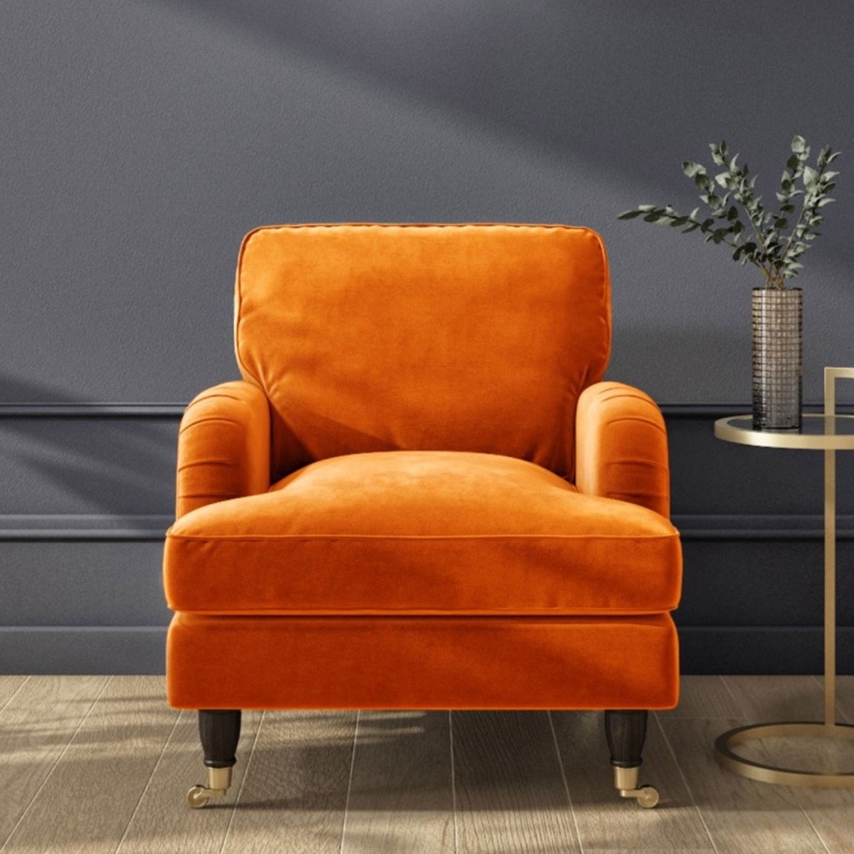 PAYTON Velvet Armchair - Orange