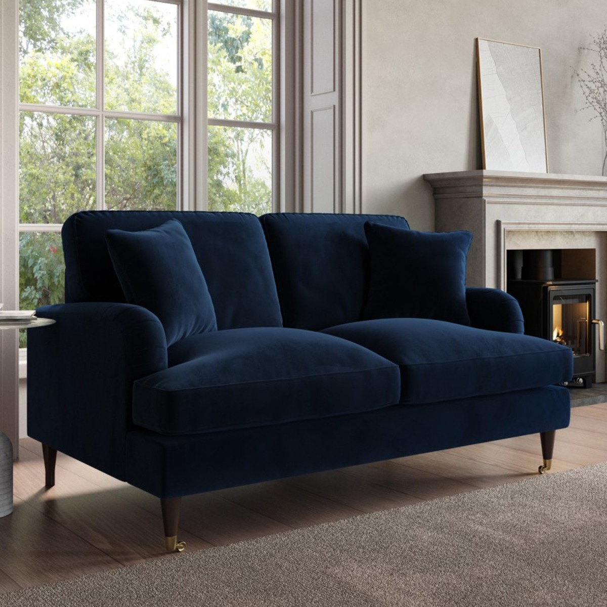 PAYTON Velvet 2 Seater Sofa - Navy Blue