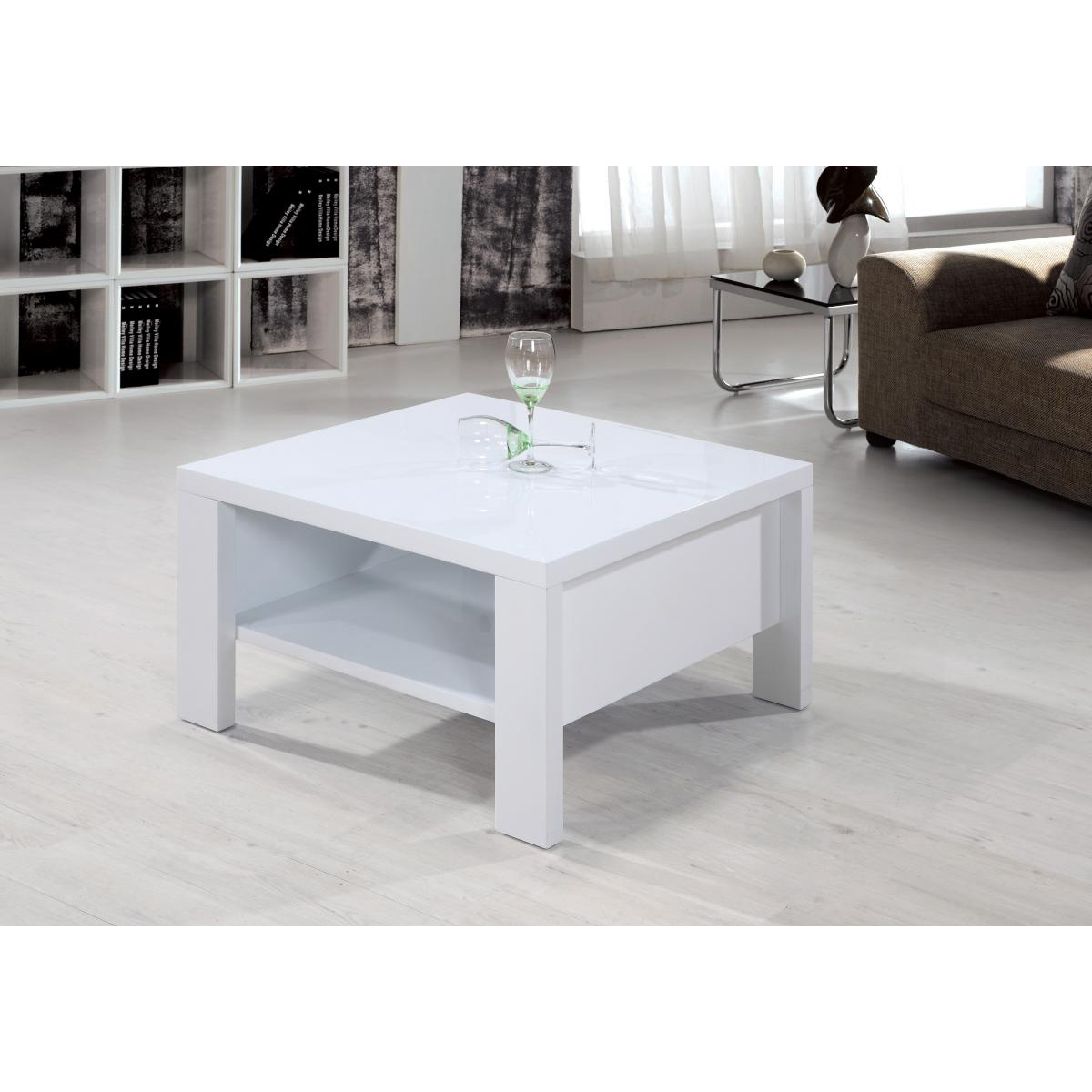 Sleek Dining Fairfield High Gloss White Coffee Table - Square Delight