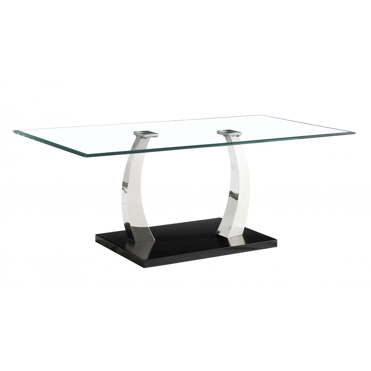 Sleek Design Fullerton Glass Top Coffee Table with Stainless Steel Base - Black