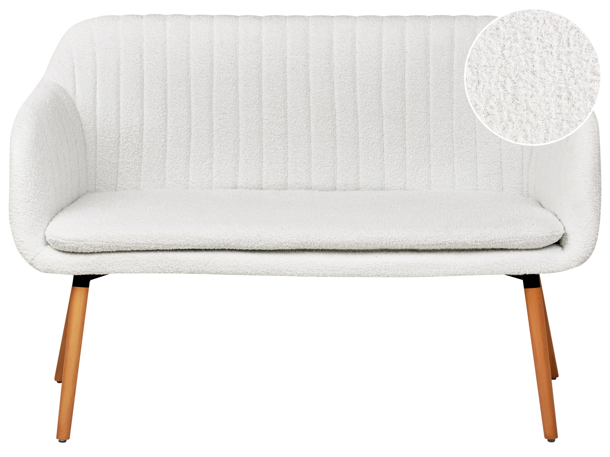 2 Seater Boucle Kitchen Sofa Off-White TABY
