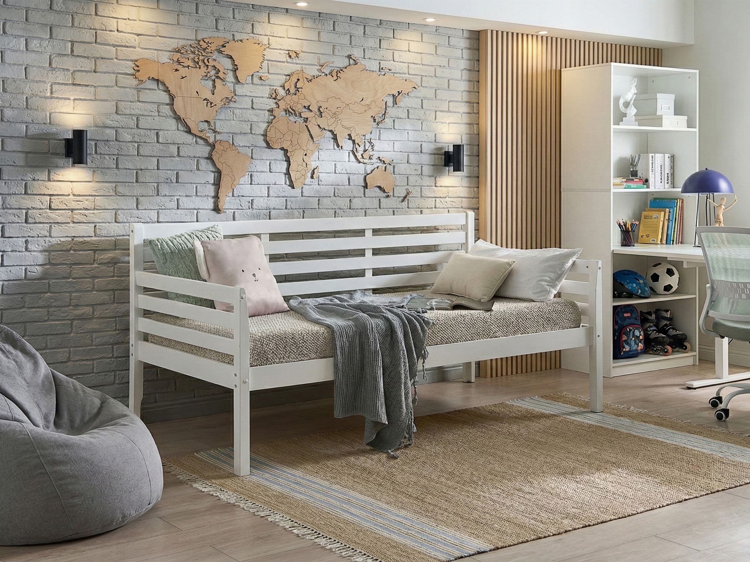 CIFARO EU Single Rubberwood Daybed - White