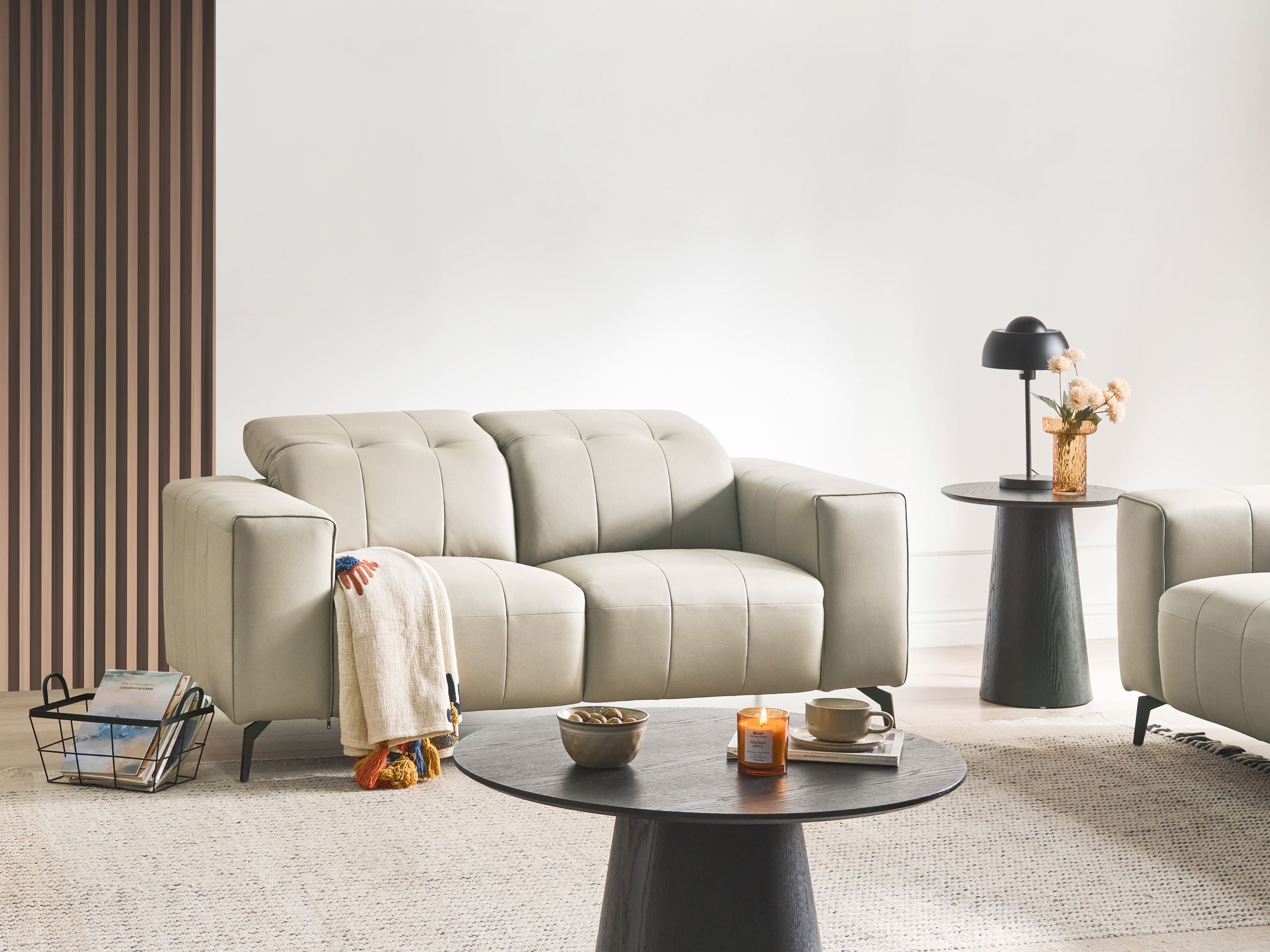 BANUXA Vegan Leather 2 Seater Sofa - Light Beige