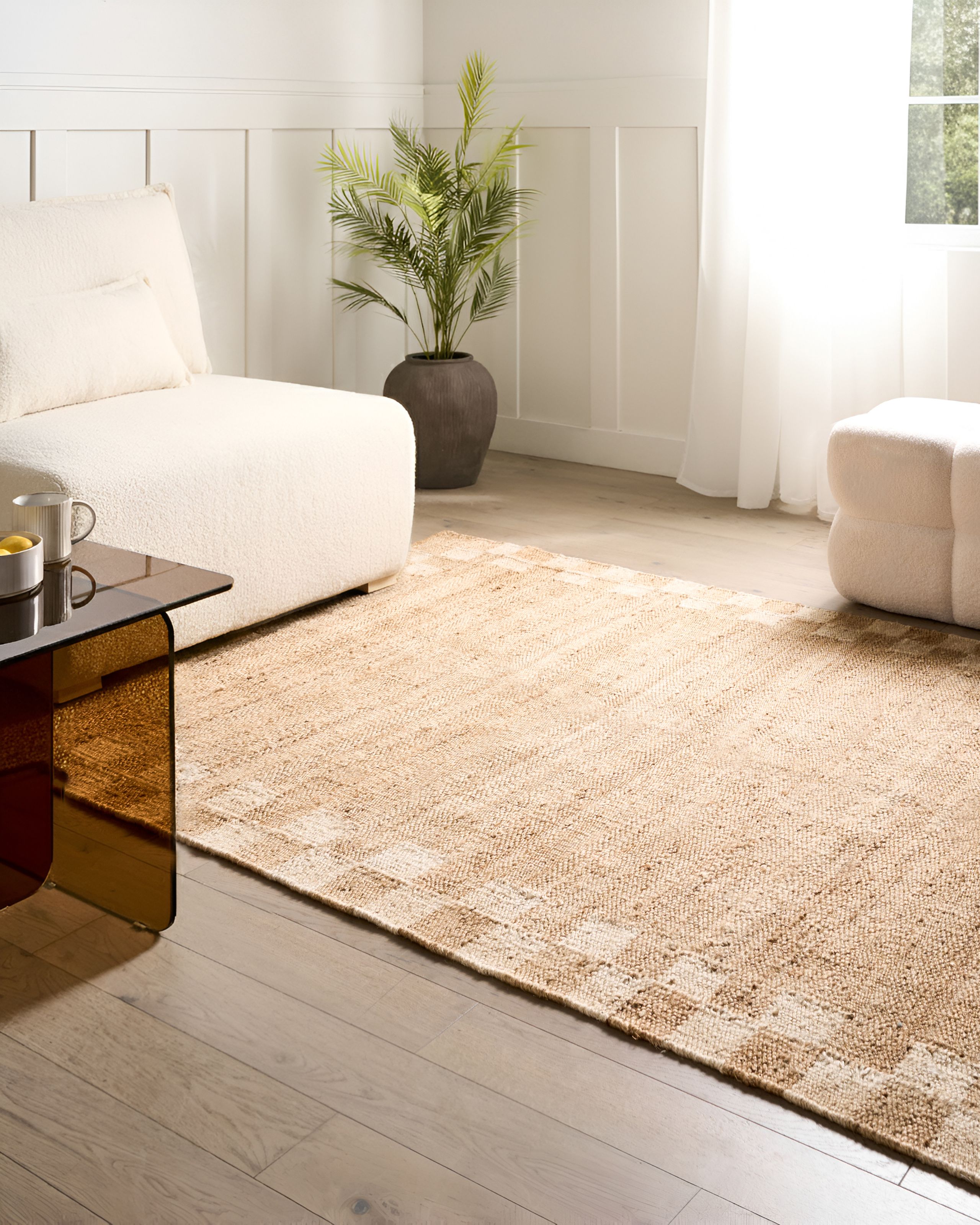 IVORANE Jute Rug- Light Beige, 160cm