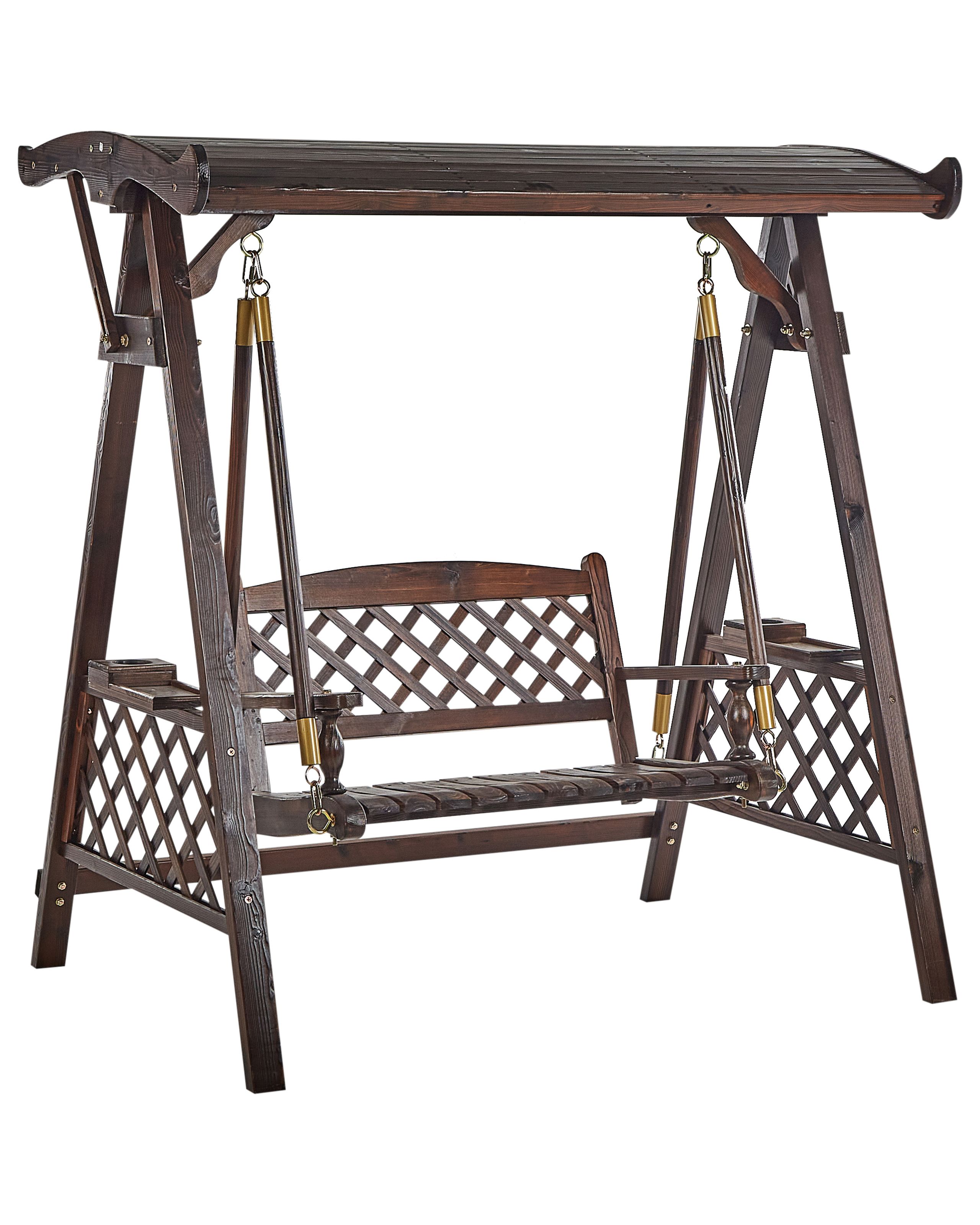 Patio Swing SENARICA Wood Dark Brown