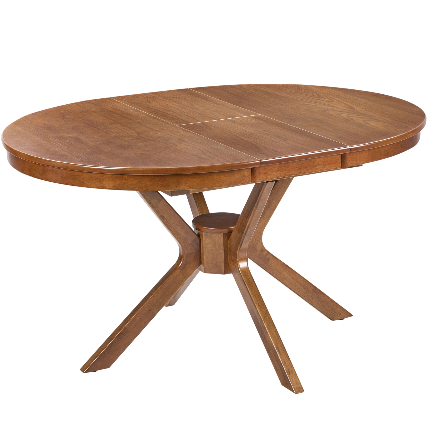 ZERALITH Wooden Oval Shape Extending Dining Table - Dark Oak