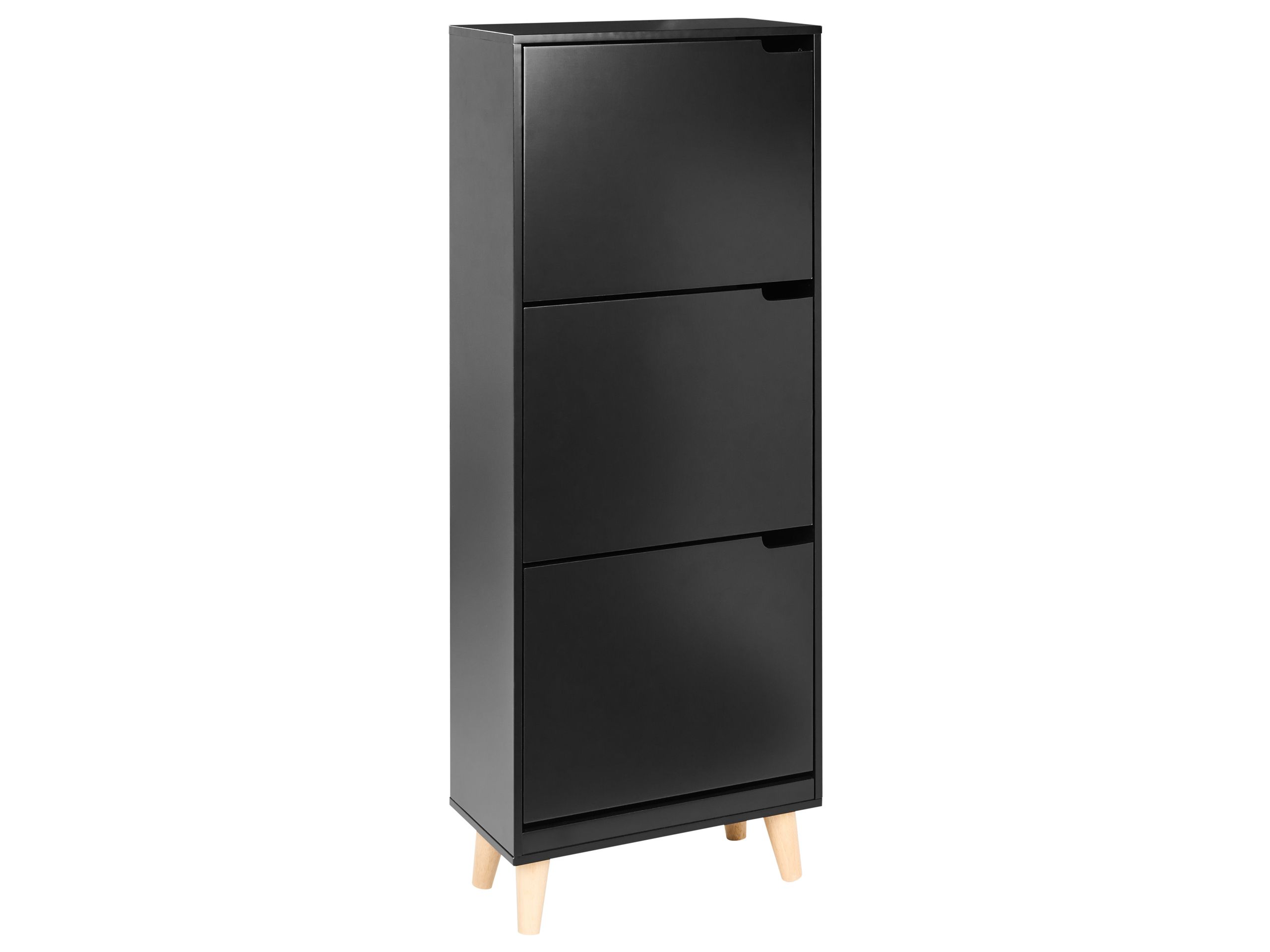 CALDER 3 Flip Doors Large-sized Tallboy Shoe Cabinet - Black