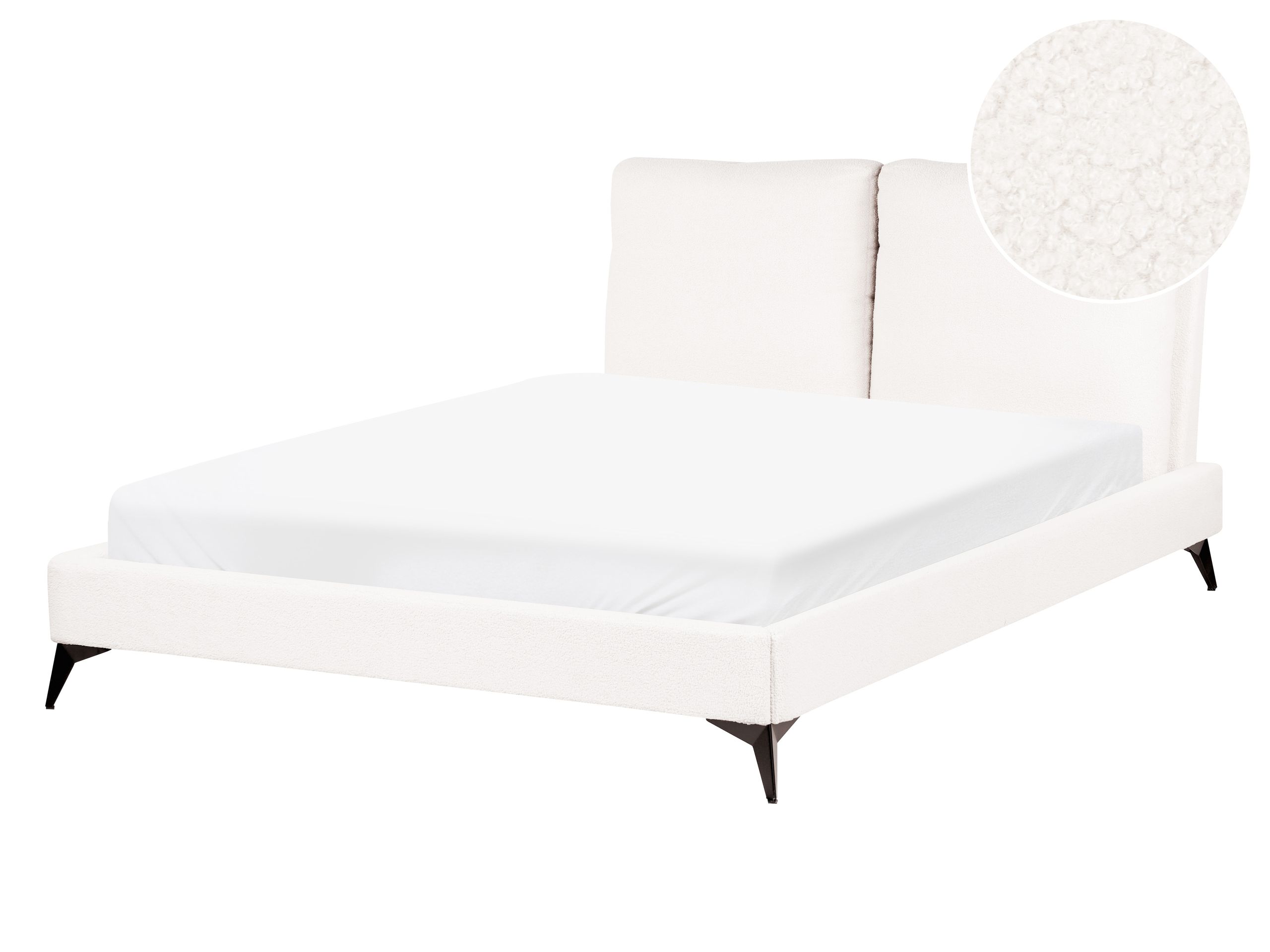 AMELLE Bedframe Boucle 140 x 200cm EU Double Bed Off-White
