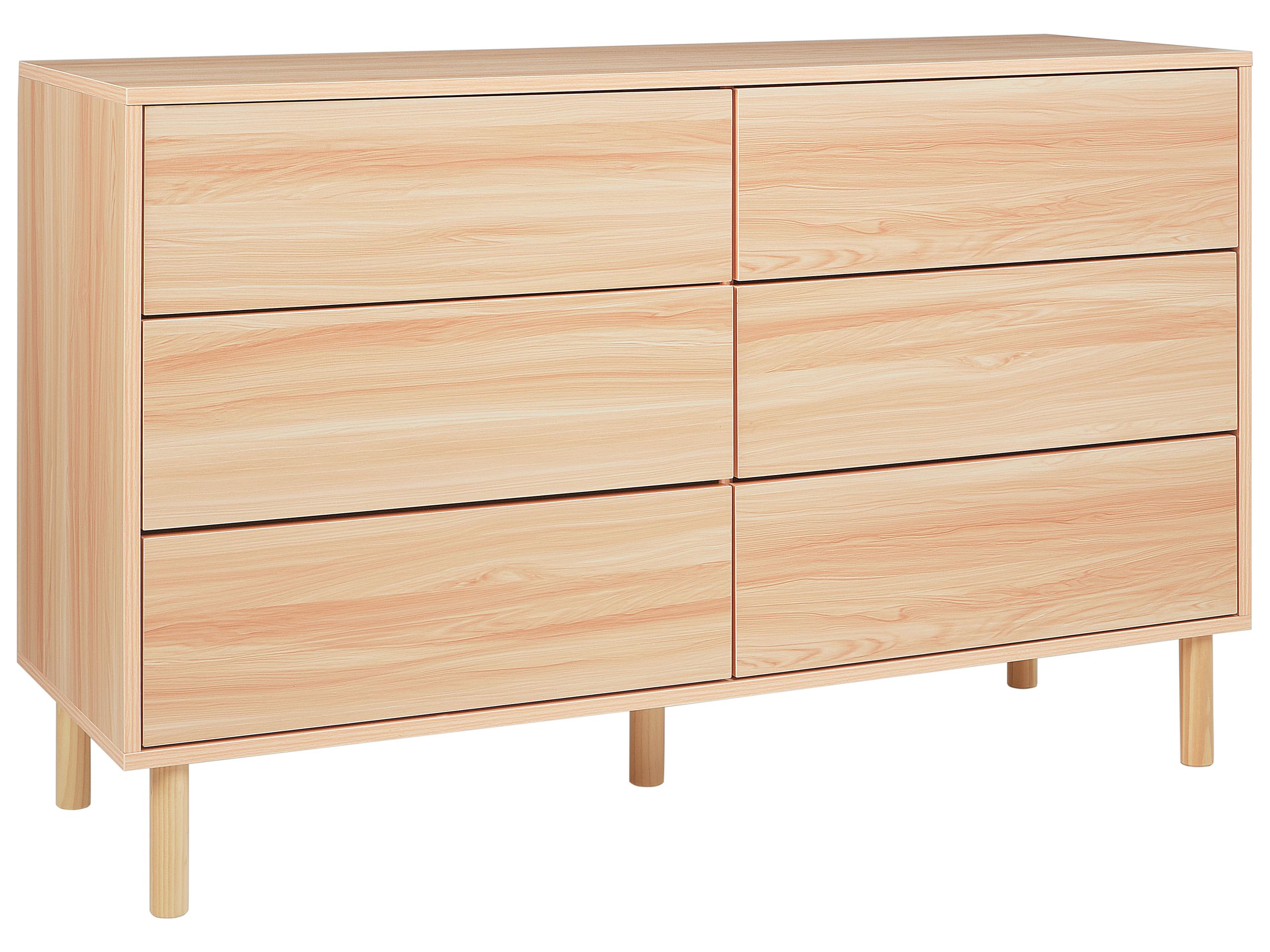 PENRITH Oak Finish Chest of Drawers - Large-sized, 6 Drawers, Double
