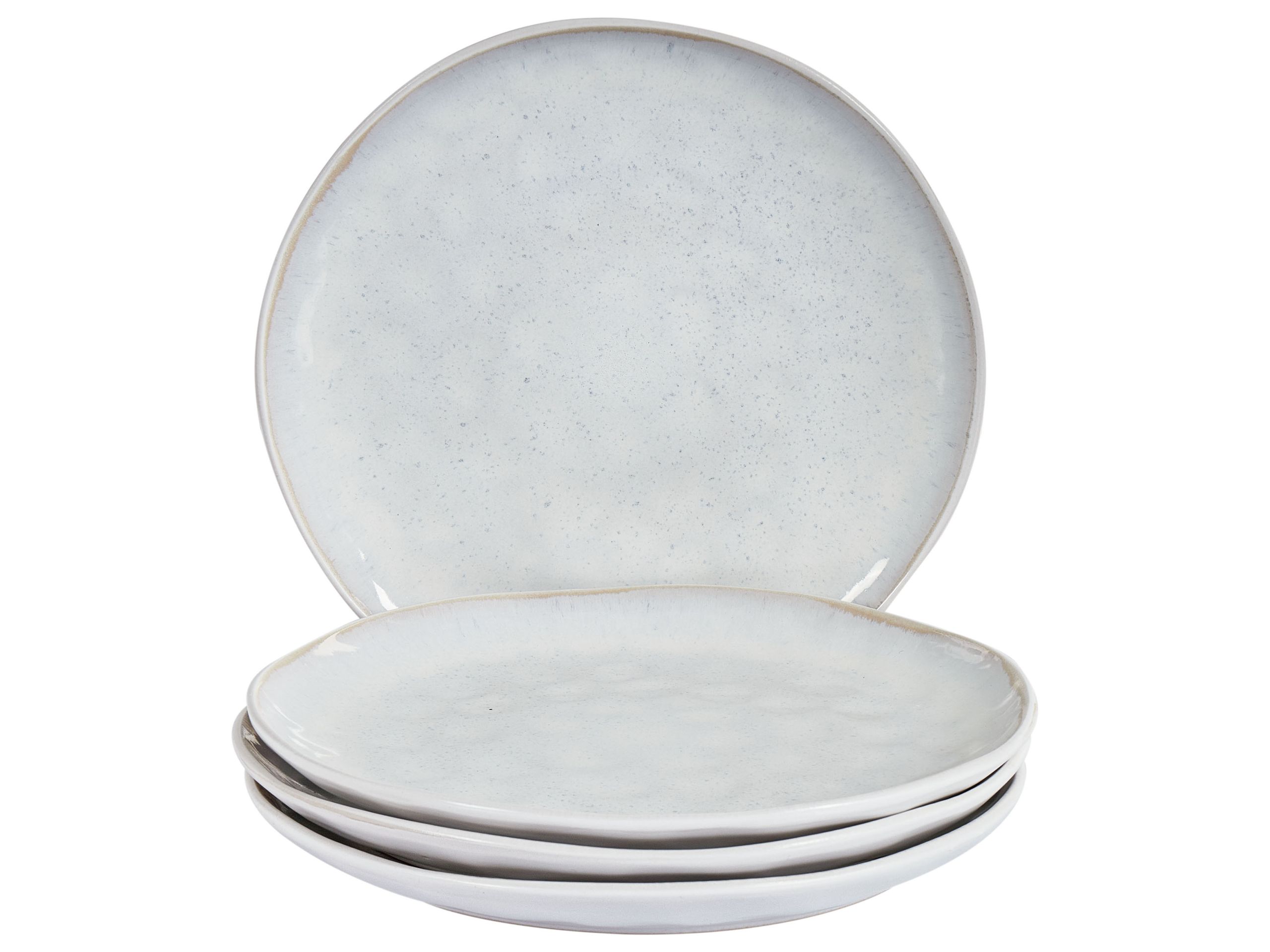 Set of 4 Dinner Plates SESAME Stoneware Light Grey