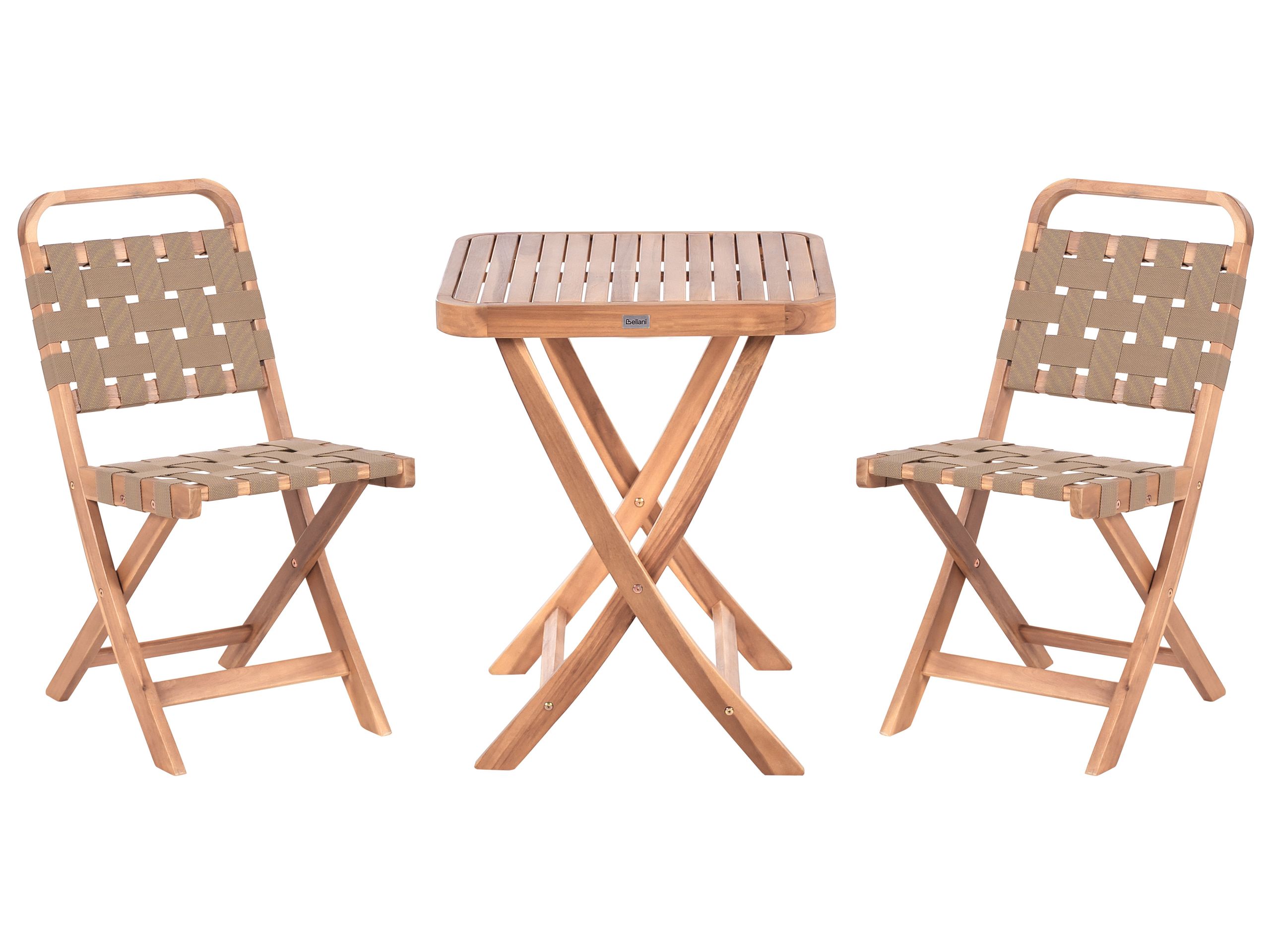 YETFORD Wood Garden Bistro Set Folding - Brown