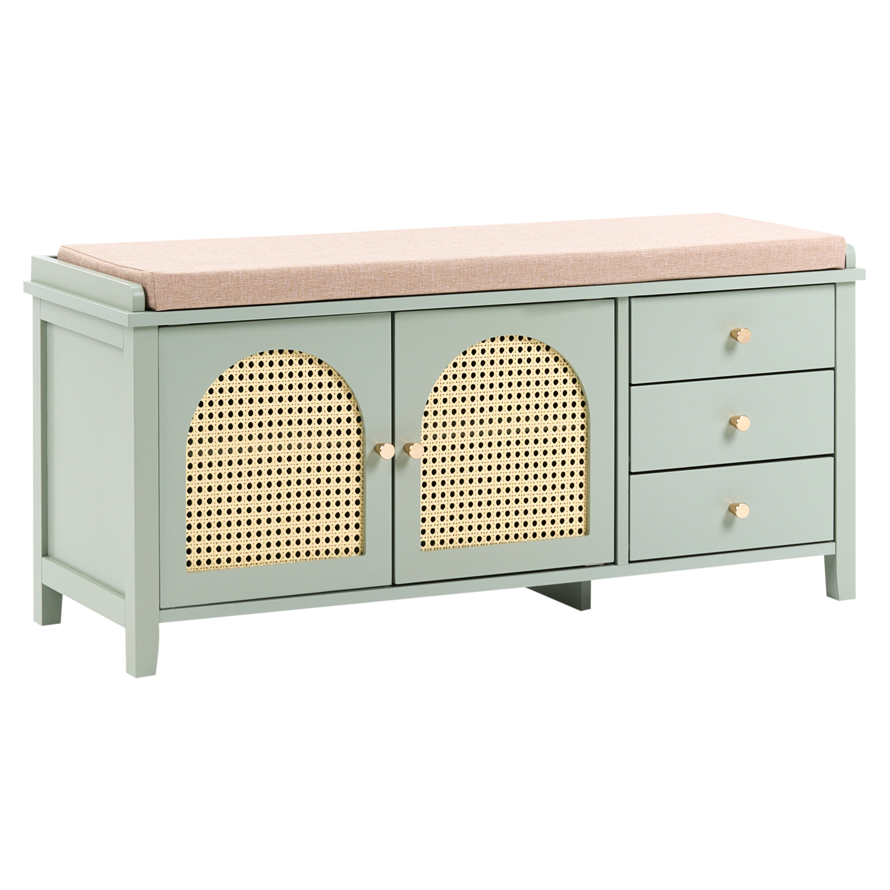 BIOMA 2 Door Shoe Storage Bench with 3 Drawers - Mint Green