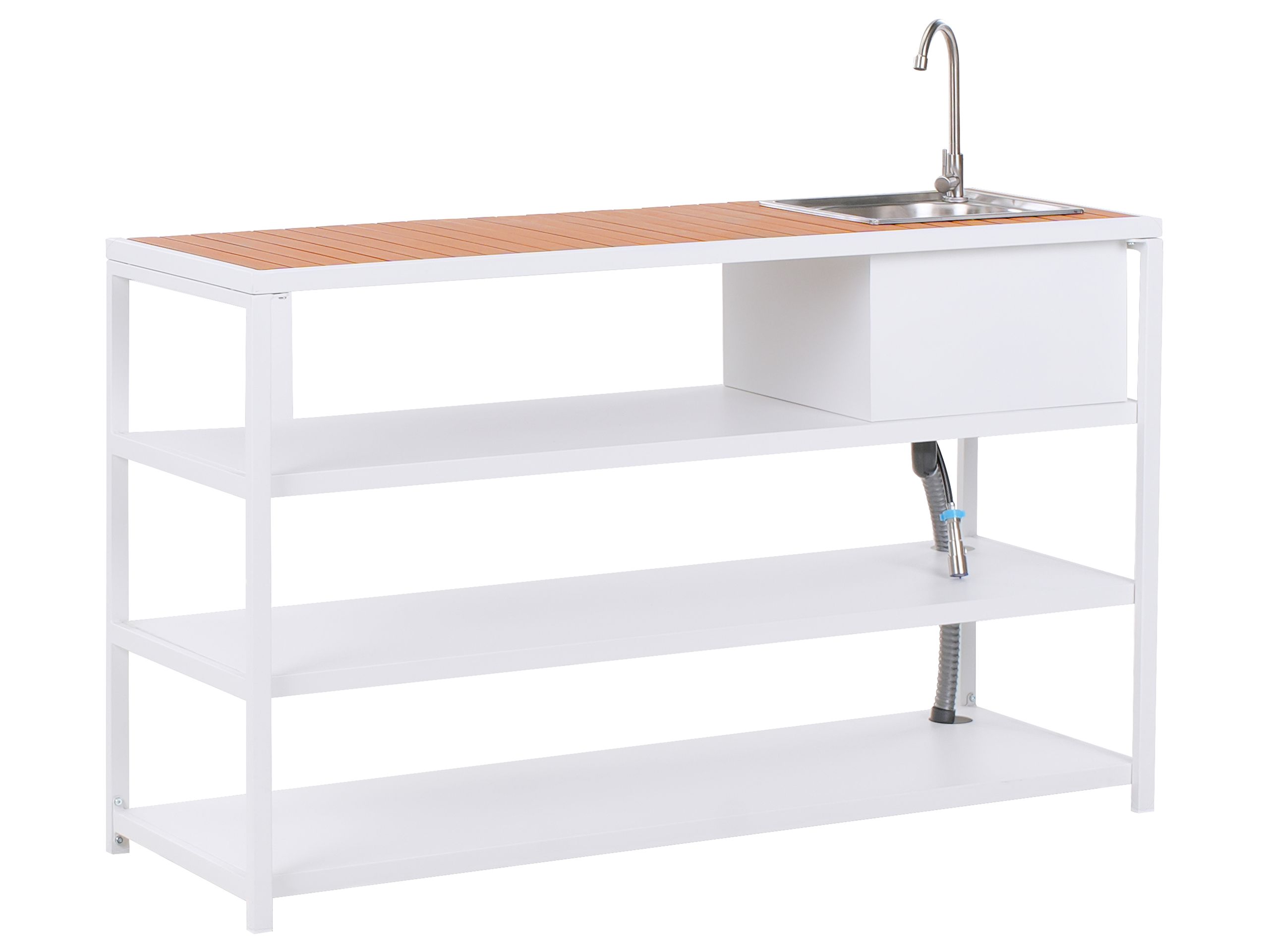 TRILO Outdoor Kitchen Island with Sink Metal - Brown with White