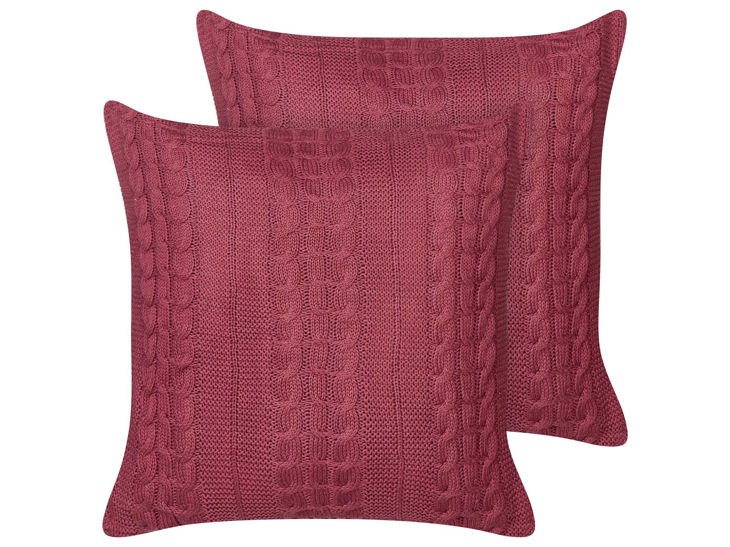 Set of 2 Decorative Cushions CADETIA Cotton 45 x 45 cm Burgundy Solid