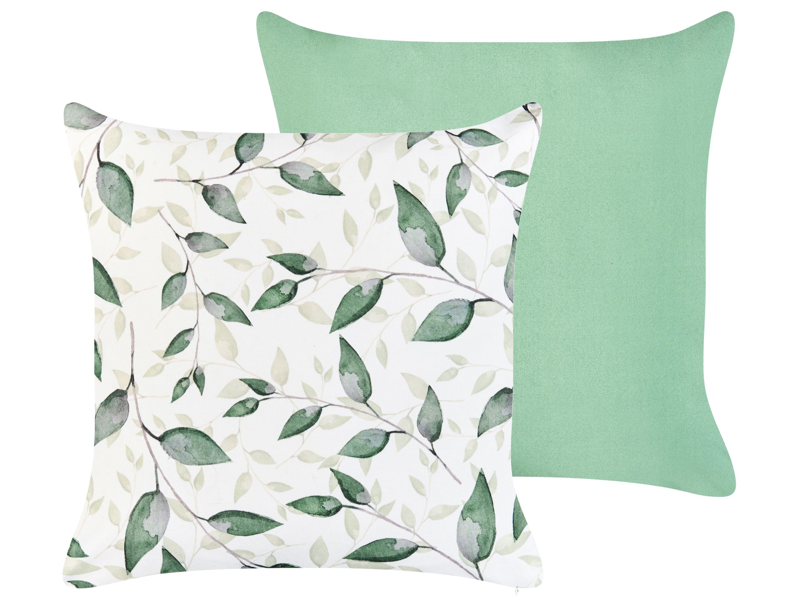 FLYLAEF Set of 2 Outdoor Cushions Plant Pattern 45 x 45 cm Green