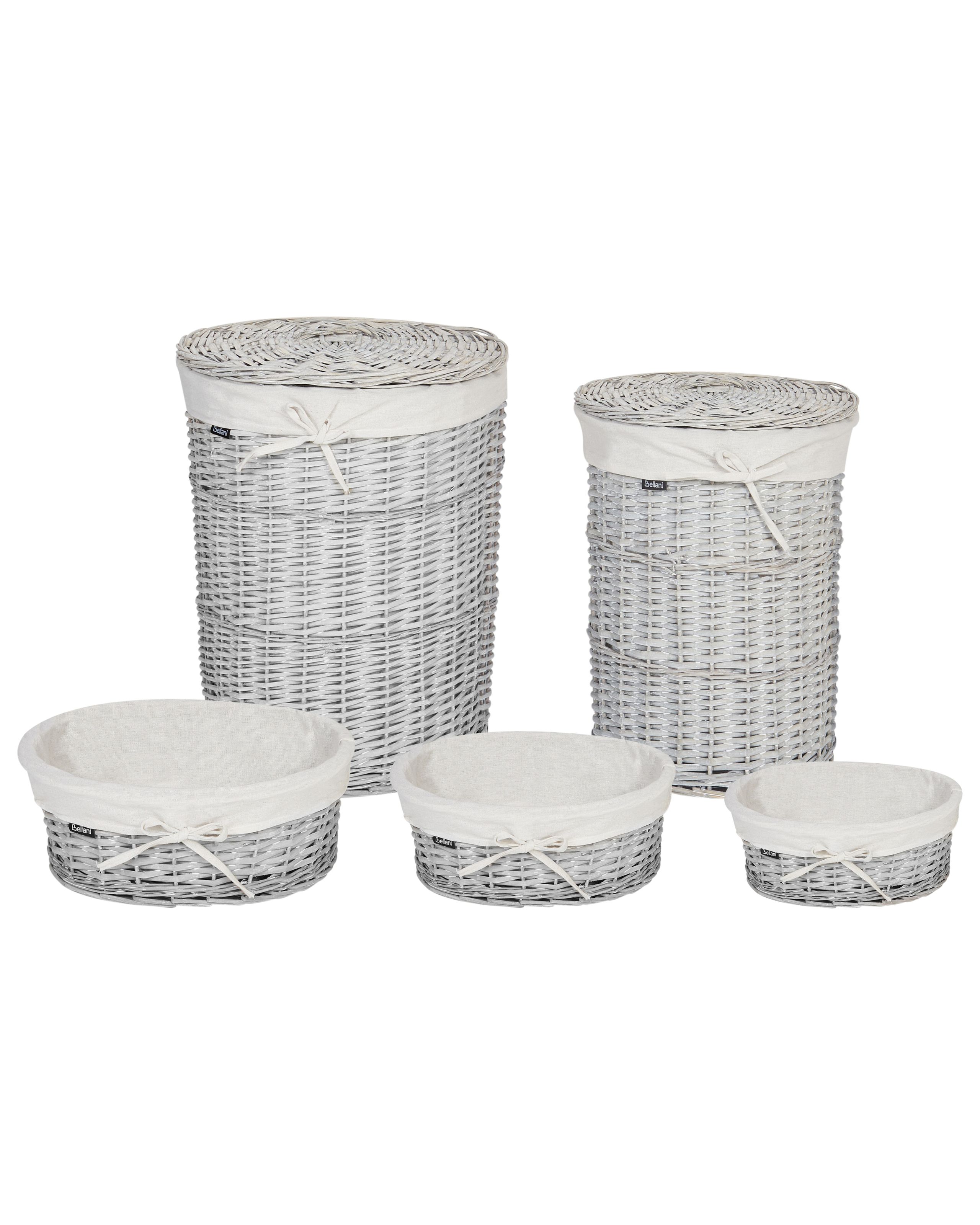 Set of 5 Willow Baskets White VAKARI