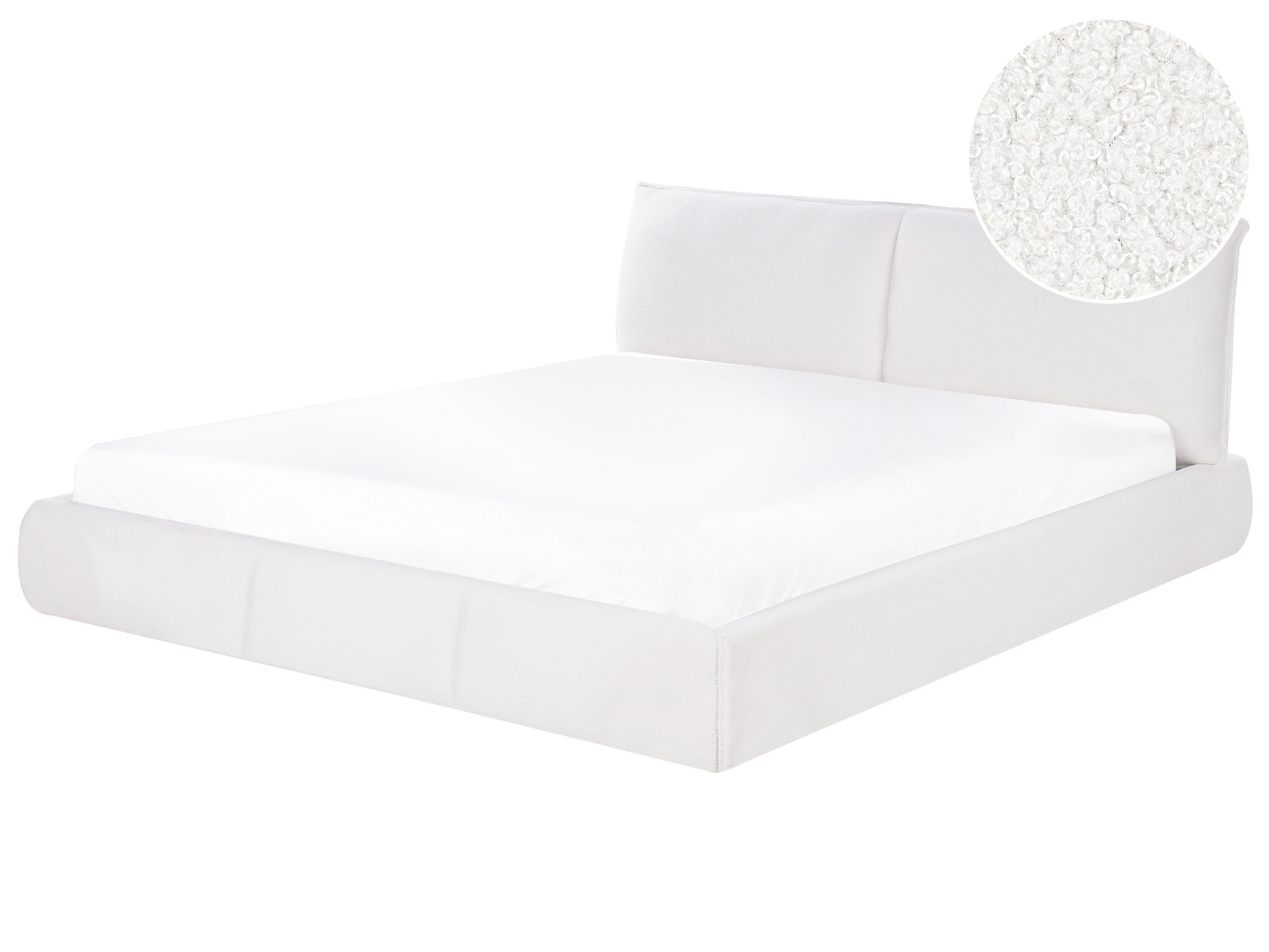 BINEY Waterbed Boucle 180 x 200cm EU Super Kingsize Bedframe White