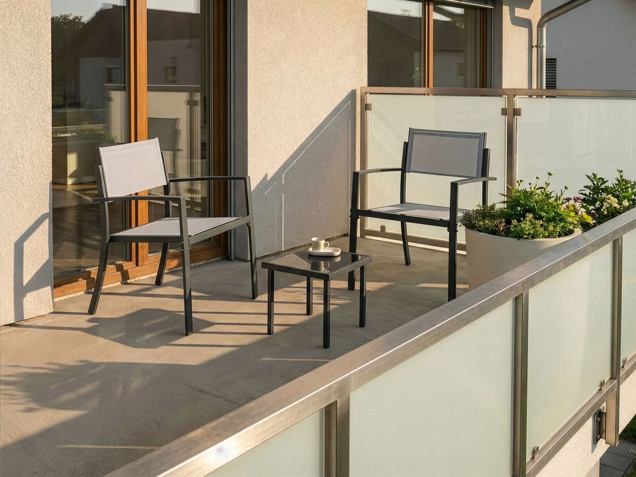 BRENVAR Garden Bistro Table and Chair Set - Grey