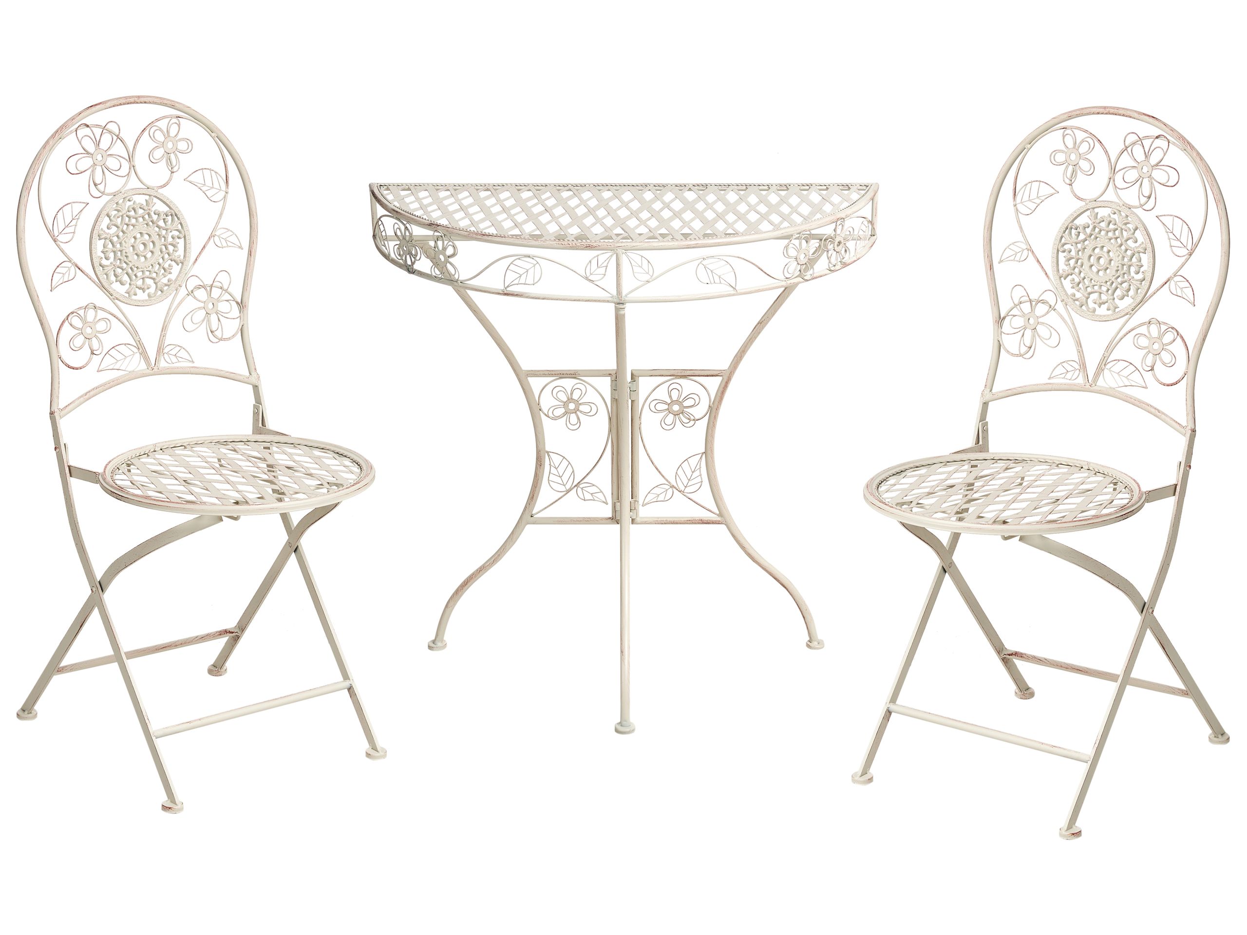 ENSLOW Metal Garden Bistro Set - Light Beige