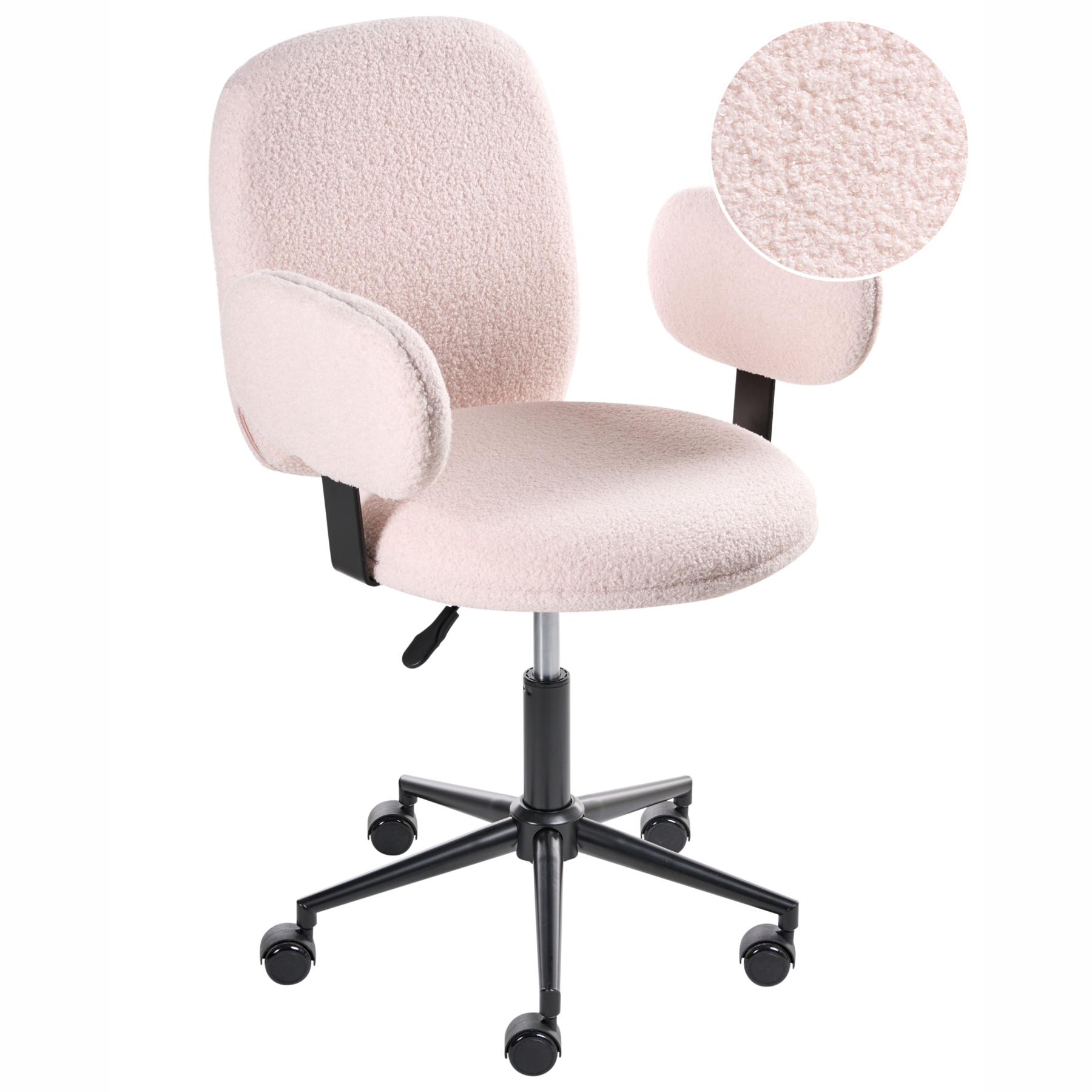 VANDORIN Boucle Office Chair - Pastel Pink