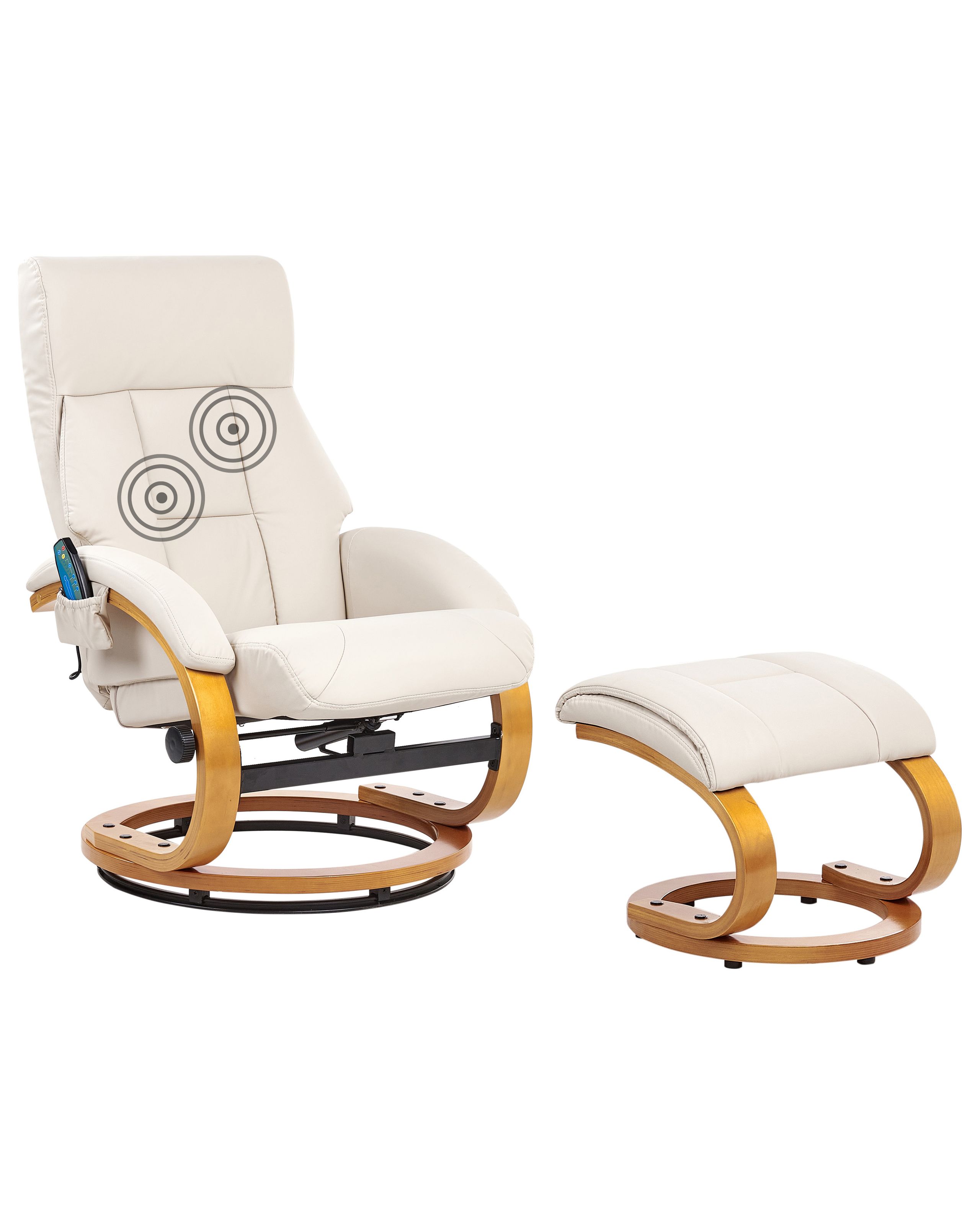 Massage Chair FORCE with Footstool Faux Leather Light Beige