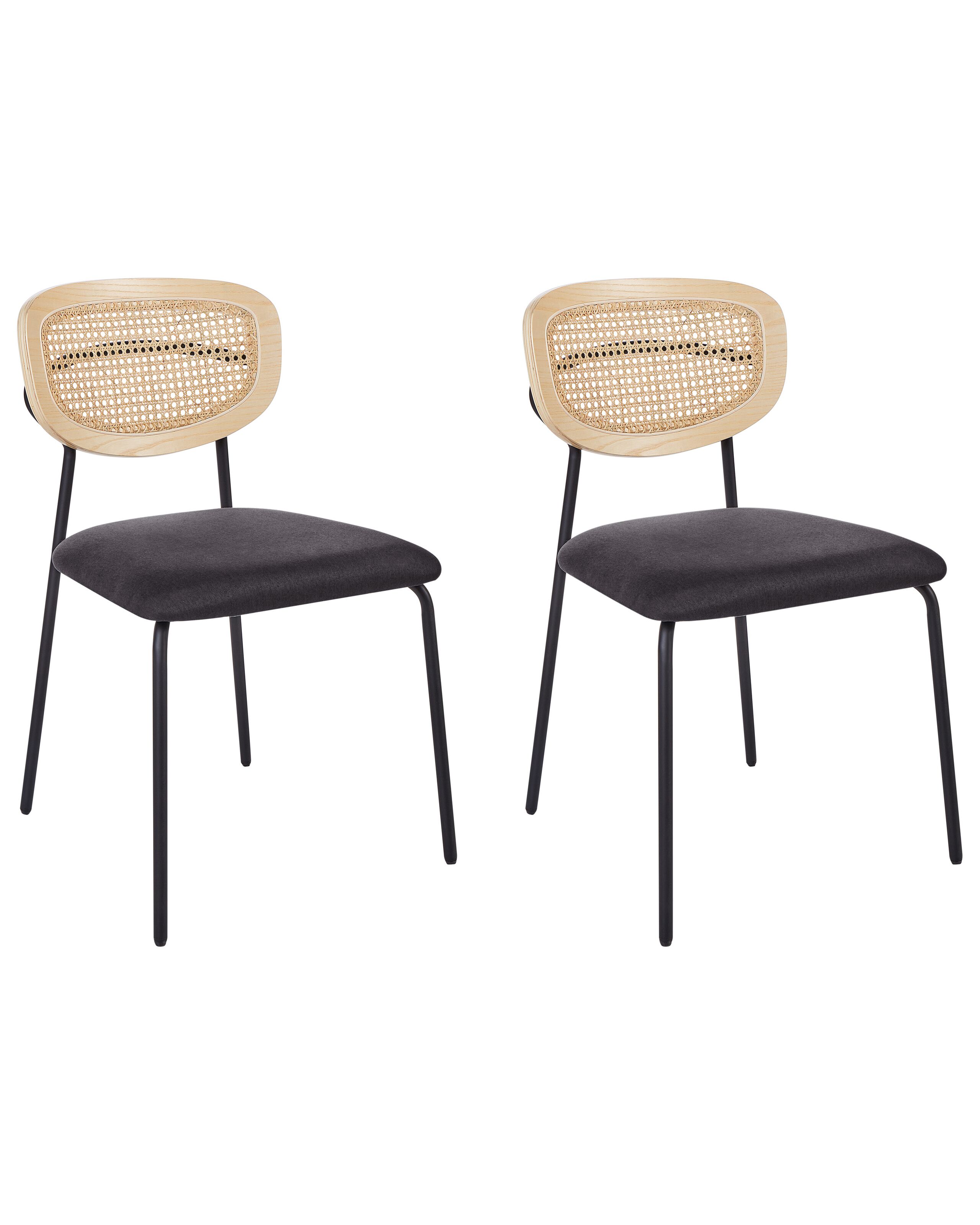 Set of 2 Dining Chairs MAYETTA Rattan Black