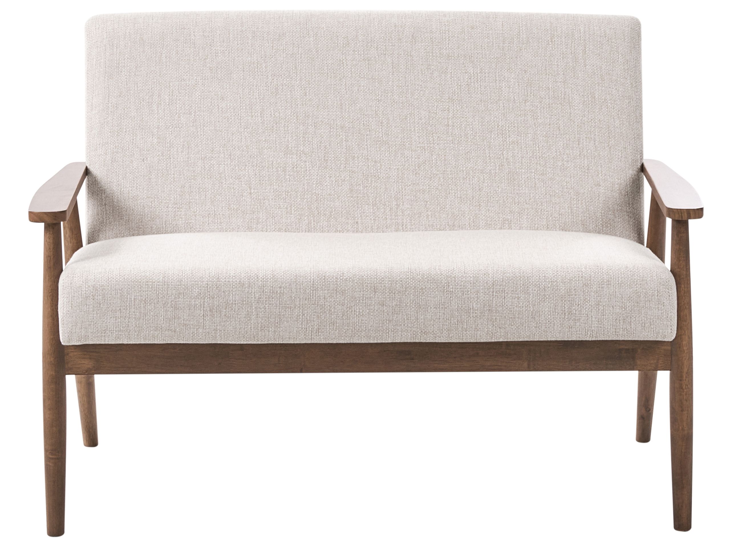COLBOURNE Fabric 2 Seater Sofa - Beige with Dark Oak