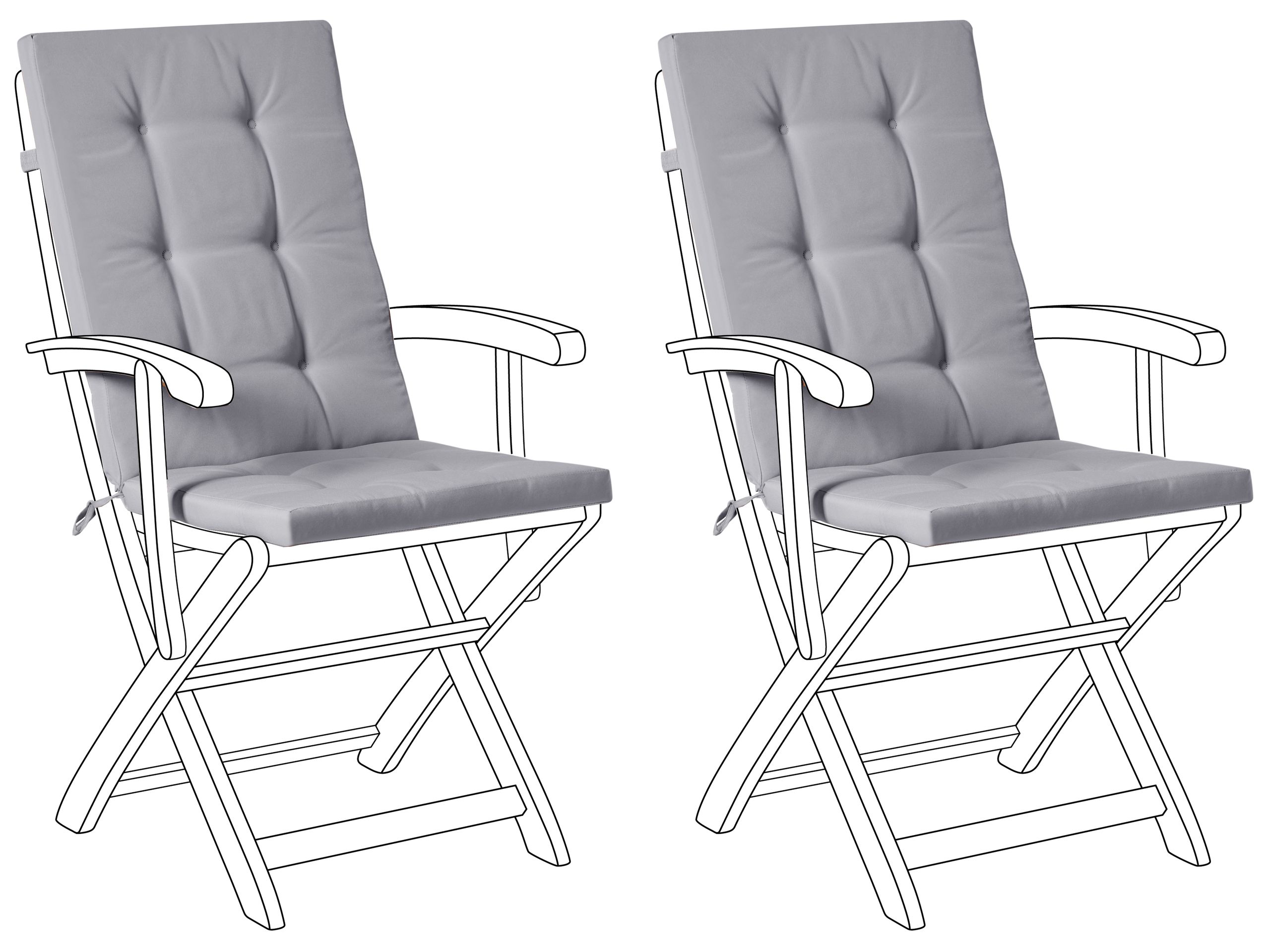 APLOR Set of 2 Garden Back Seat Cushions - Light Grey