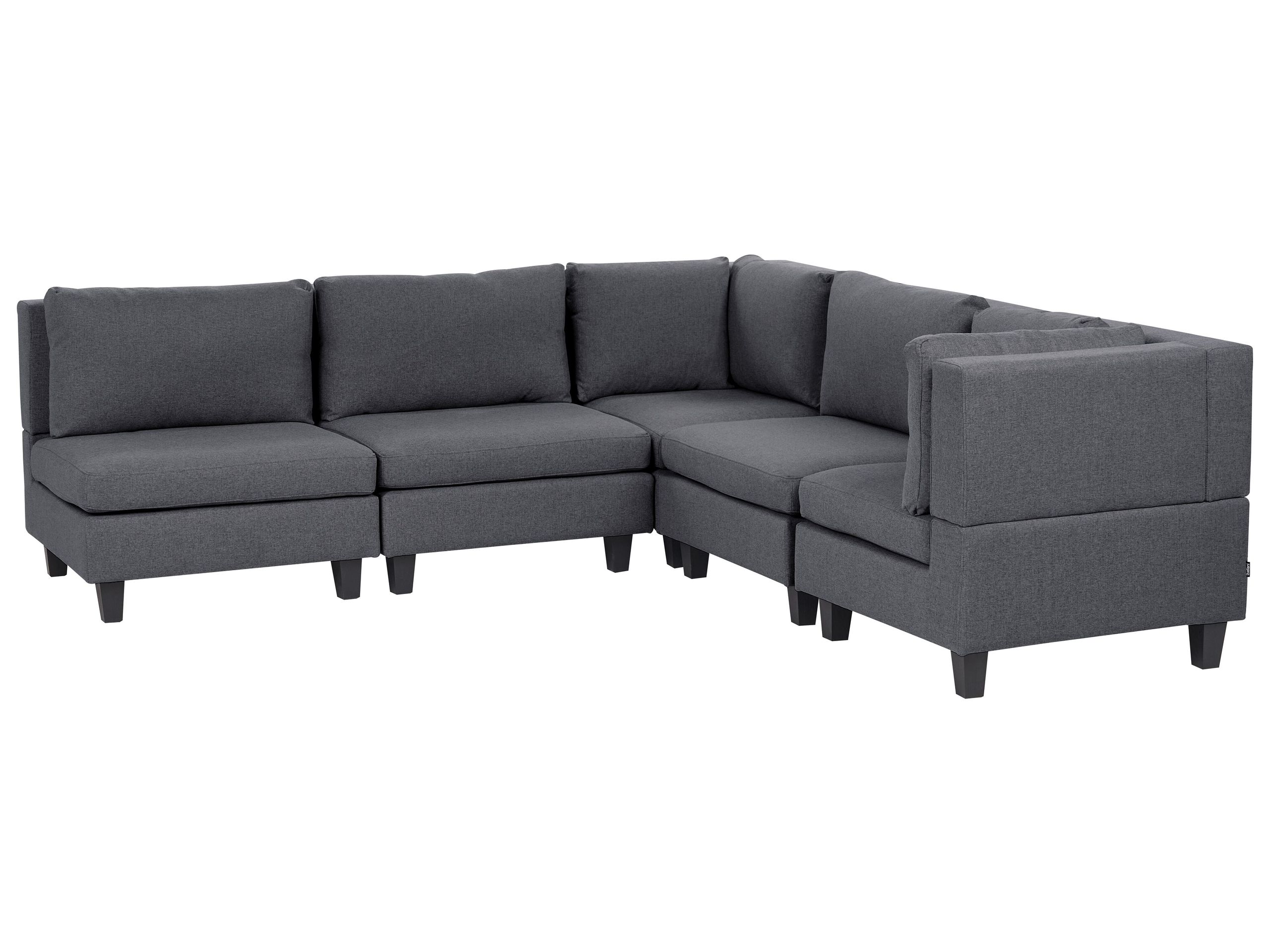 5 Seater Left Hand Modular Fabric Corner Sofa Dark Grey UNSTAD