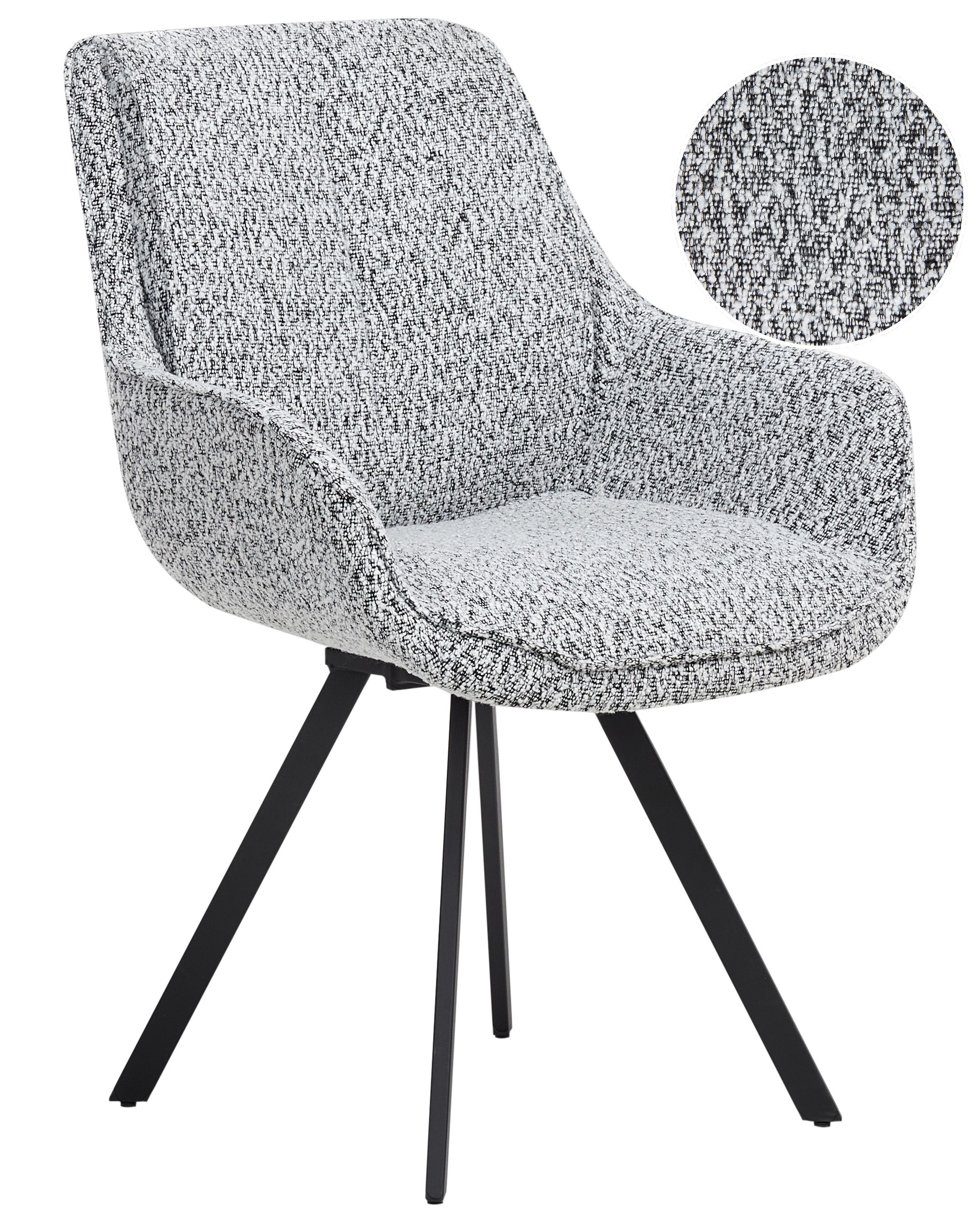 Dining Chair Swivel MARCELLUS Boucle Black/ White