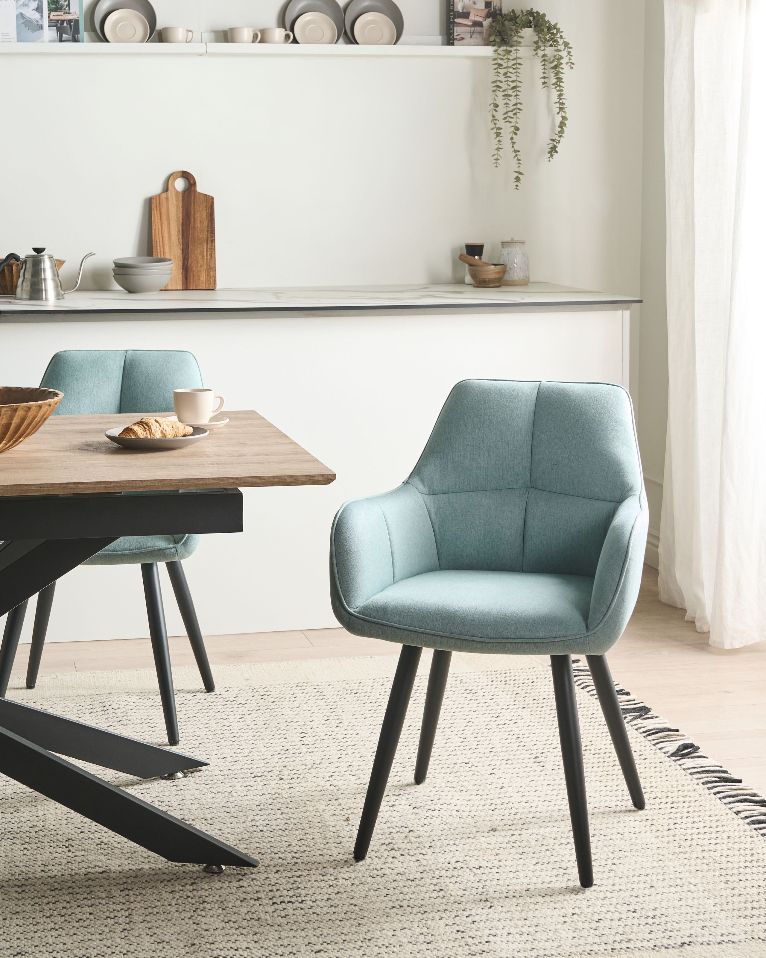 DECOVI Faux Linen Dining Chairs Set of 2 - Mint Green