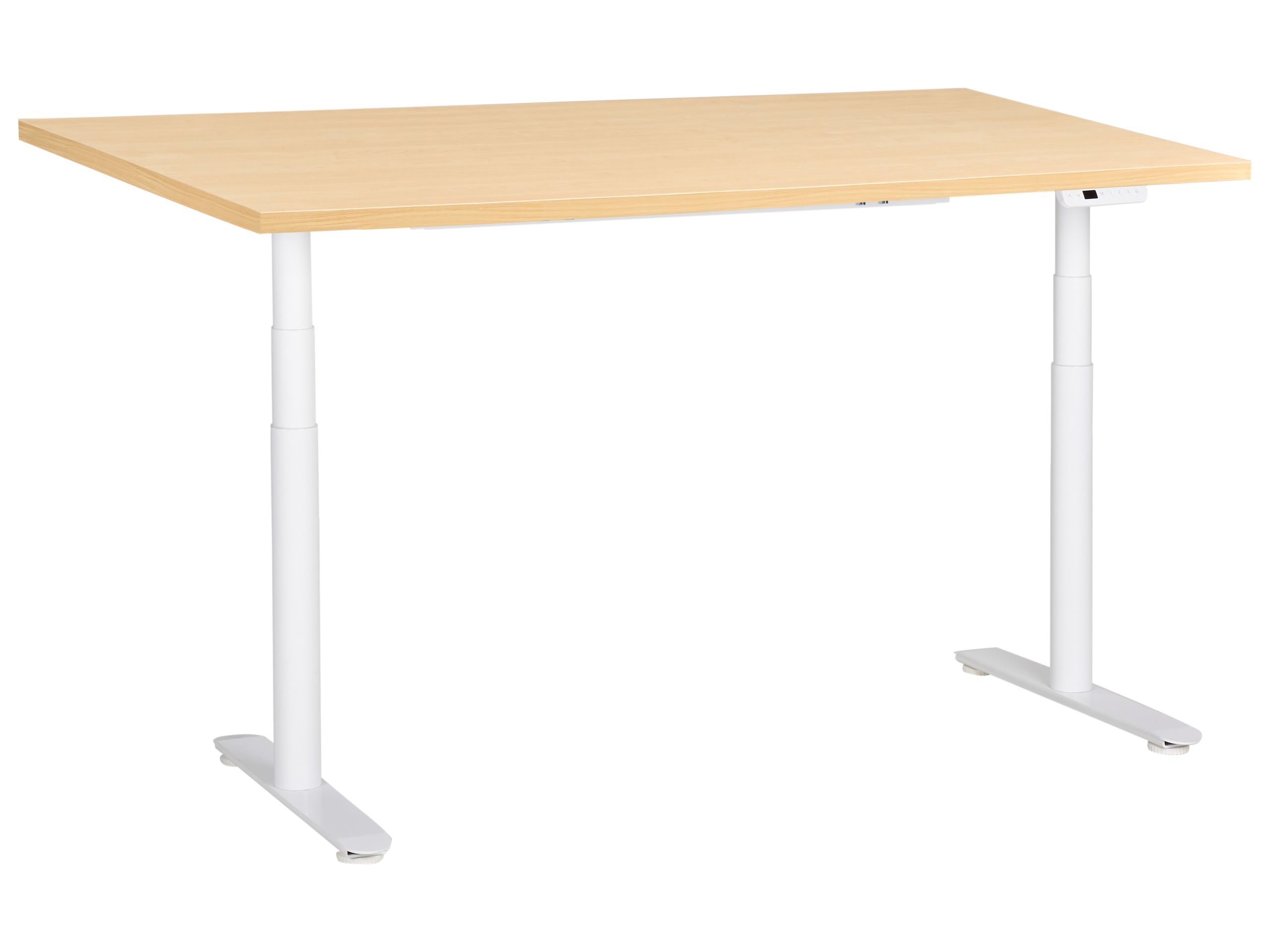 LEYBOURNE Electric Adjustable Standing Office Desk 160 cm - White with Light Oak