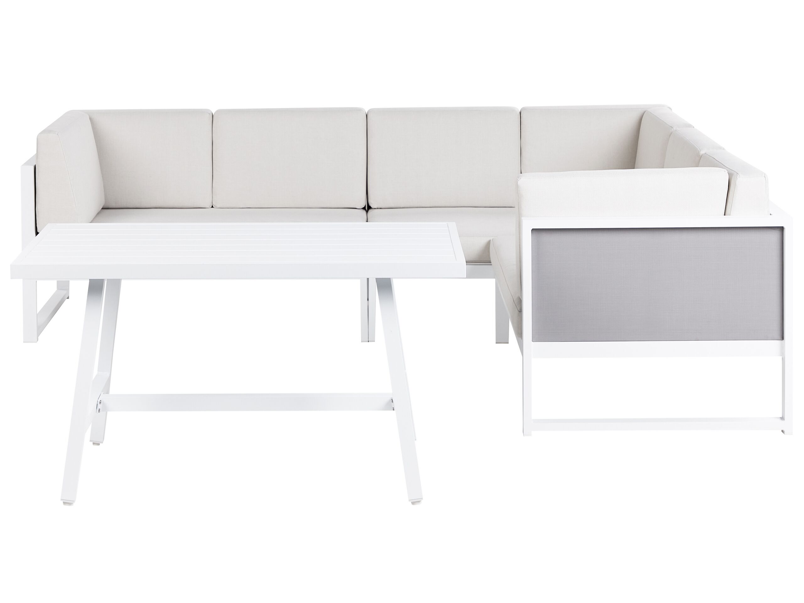 Garden Corner Sofa with Table 6 Seater CASTELLA/FRATTE Left Hand Metal Off-White
